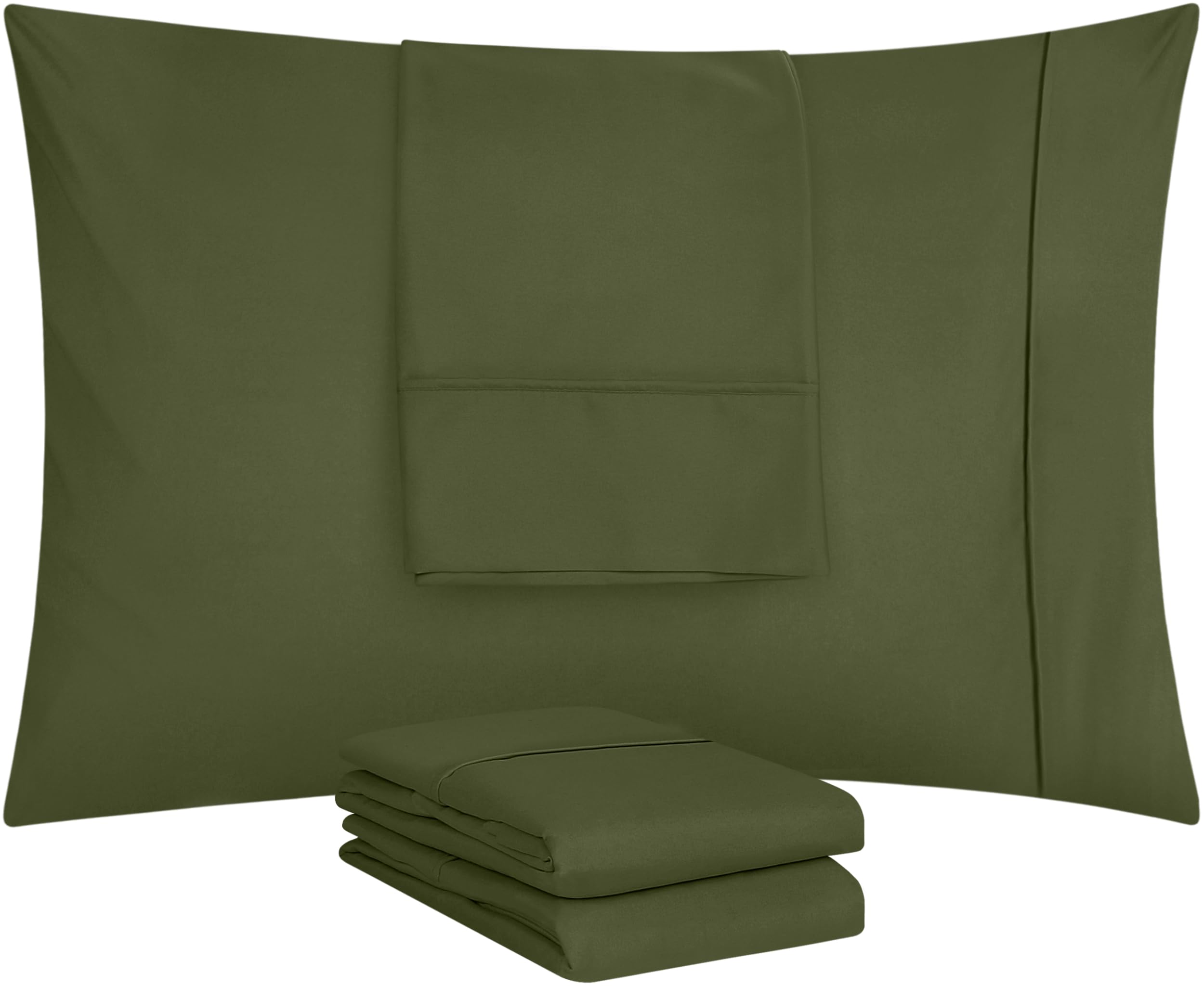 Foto 6 pulgar | Fundas De Almohada Utopia Bedding Queen, Paquete De 4 Unidades, Microfibra, Color Oliva - Venta Internacional.