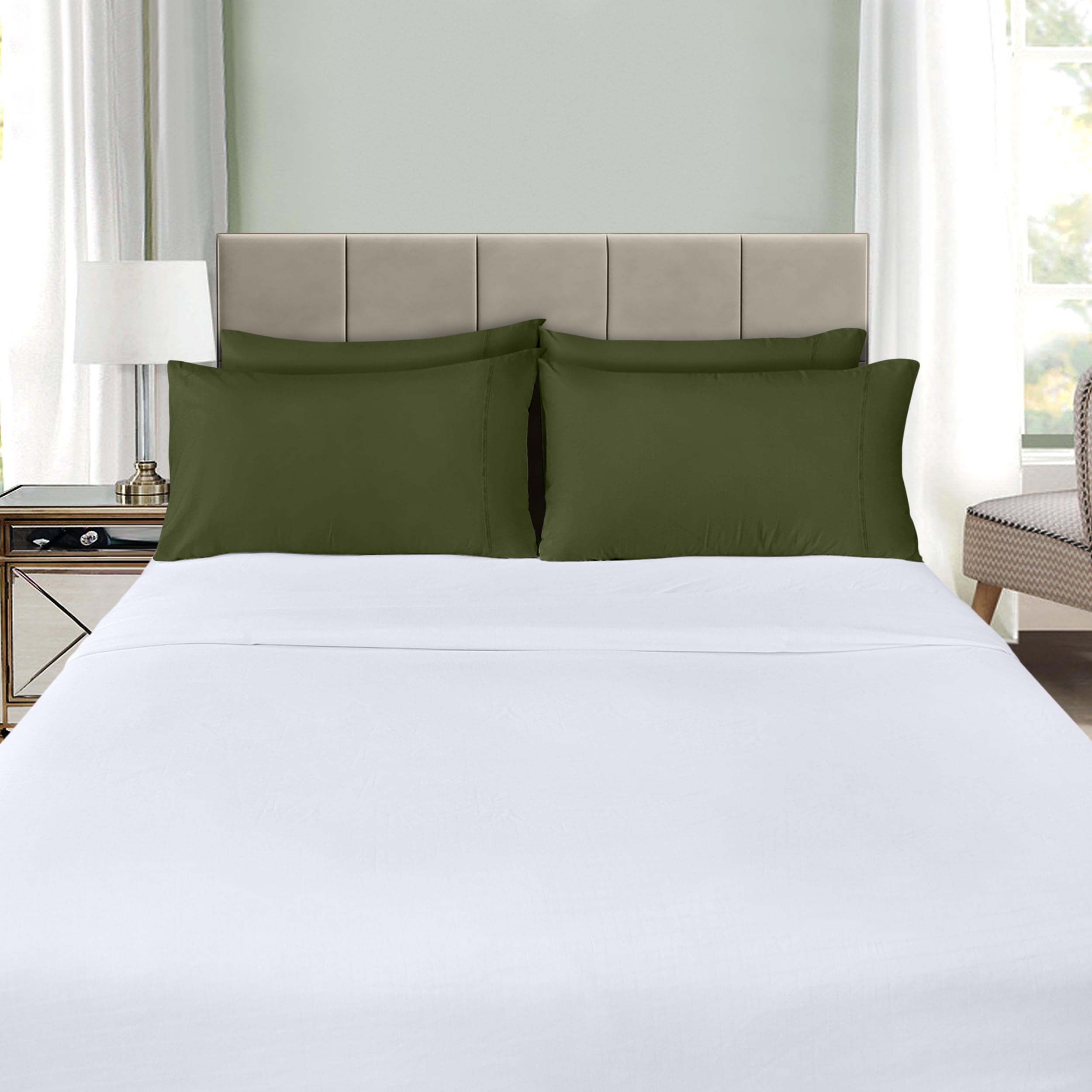 Foto 8 pulgar | Fundas De Almohada Utopia Bedding Queen, Paquete De 4 Unidades, Microfibra, Color Oliva - Venta Internacional.