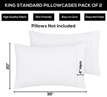 Foto 4 | Fundas De Almohada Utopia Bedding King Standard, 20 X 36 Cm, 2 Unidades, Color Blanco - Venta Internacional.