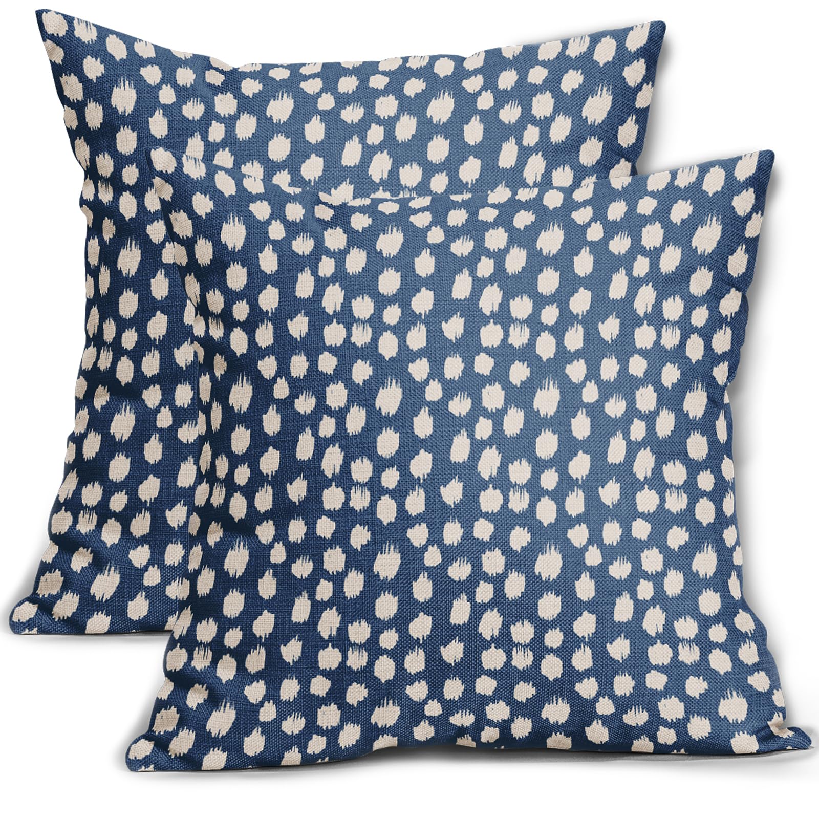 Fundas De Almohada Sweetshow Con Lunares Azules Y Crema, 60 X 60 Cm, Juego De 2 - Venta Internacional.