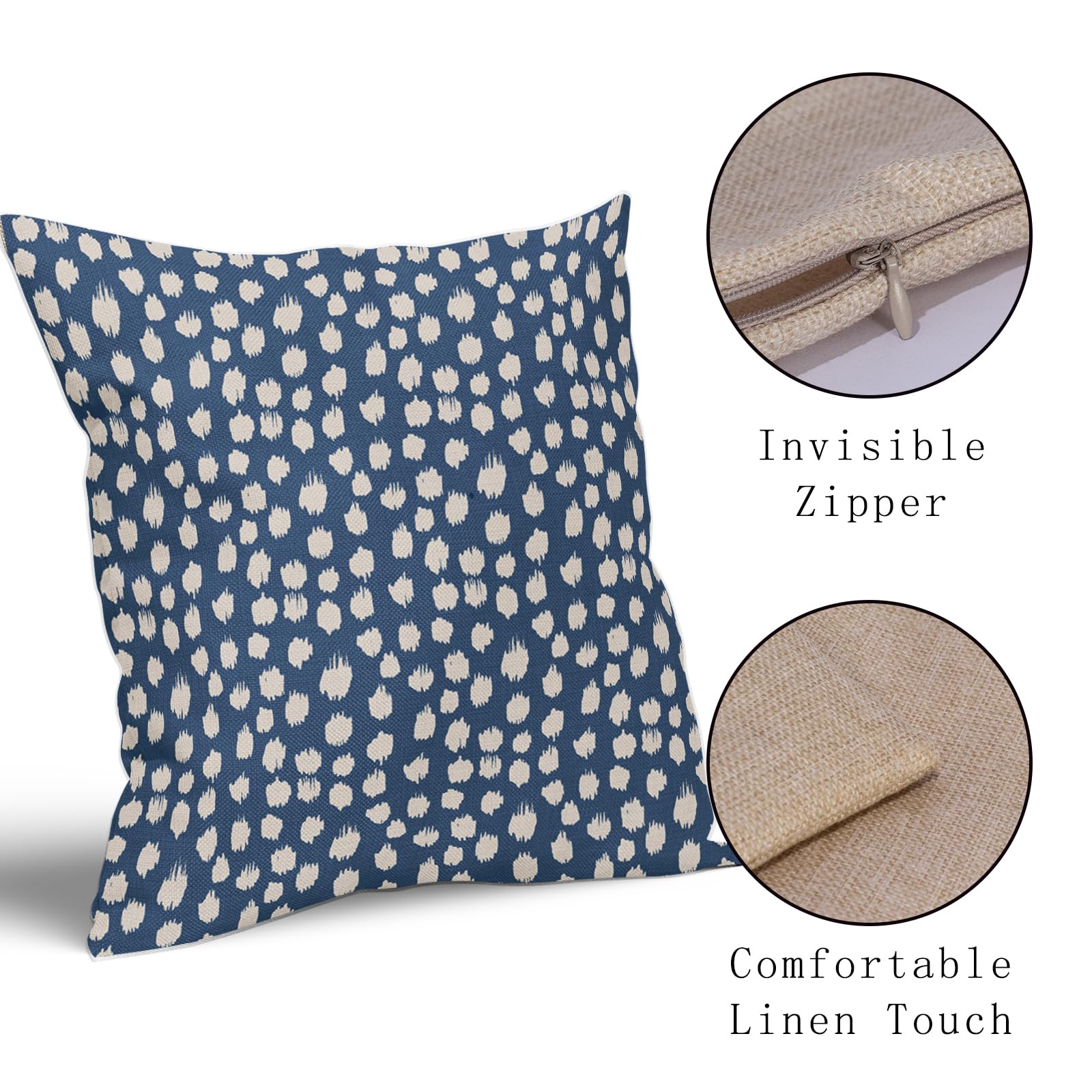 Foto 5 pulgar | Fundas De Almohada Sweetshow Con Lunares Azules Y Crema, 60 X 60 Cm, Juego De 2 - Venta Internacional.