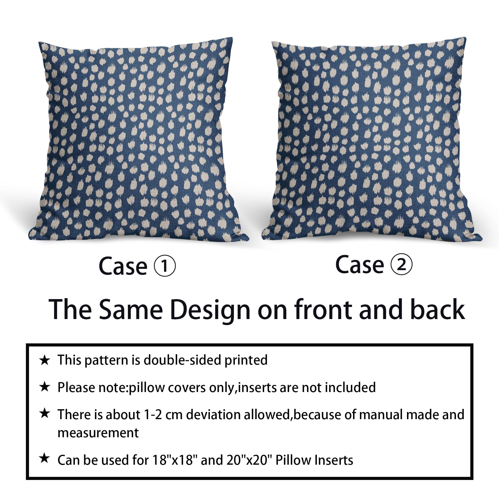 Foto 7 pulgar | Fundas De Almohada Sweetshow Con Lunares Azules Y Crema, 60 X 60 Cm, Juego De 2 - Venta Internacional.