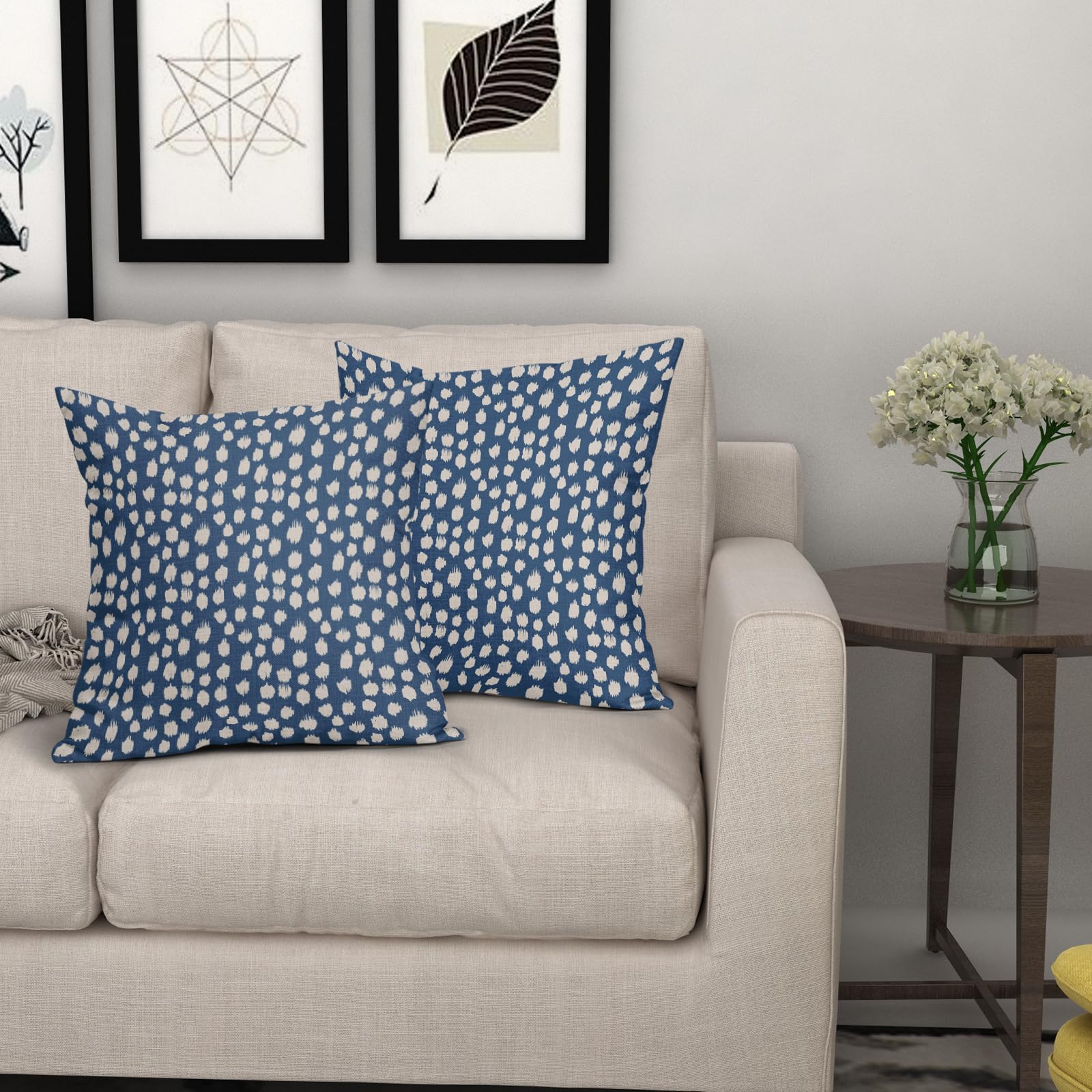 Foto 8 pulgar | Fundas De Almohada Sweetshow Con Lunares Azules Y Crema, 60 X 60 Cm, Juego De 2 - Venta Internacional.