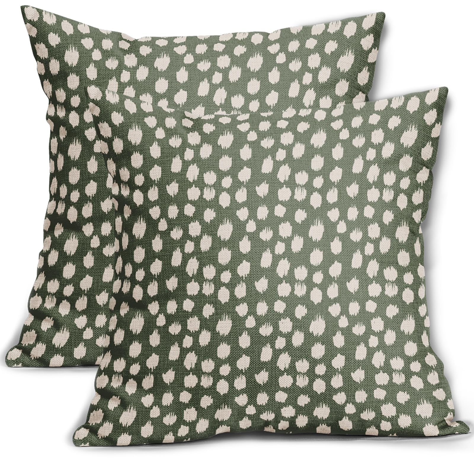 Fundas De Almohada Sweetshow, Color Verde Salvia Oscuro, Puntos Crema, 60 X 60 Cm - Venta Internacional.