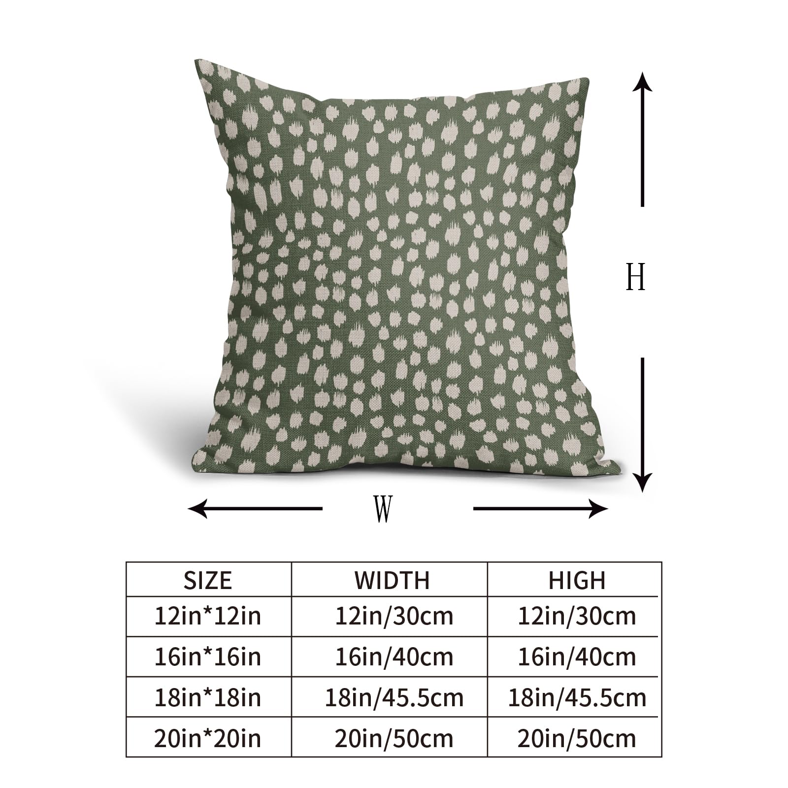 Foto 6 pulgar | Fundas De Almohada Sweetshow, Color Verde Salvia Oscuro, Puntos Crema, 60 X 60 Cm - Venta Internacional.