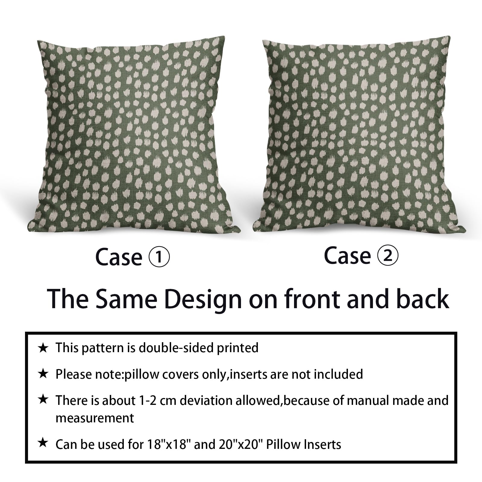 Foto 7 pulgar | Fundas De Almohada Sweetshow, Color Verde Salvia Oscuro, Puntos Crema, 60 X 60 Cm - Venta Internacional.