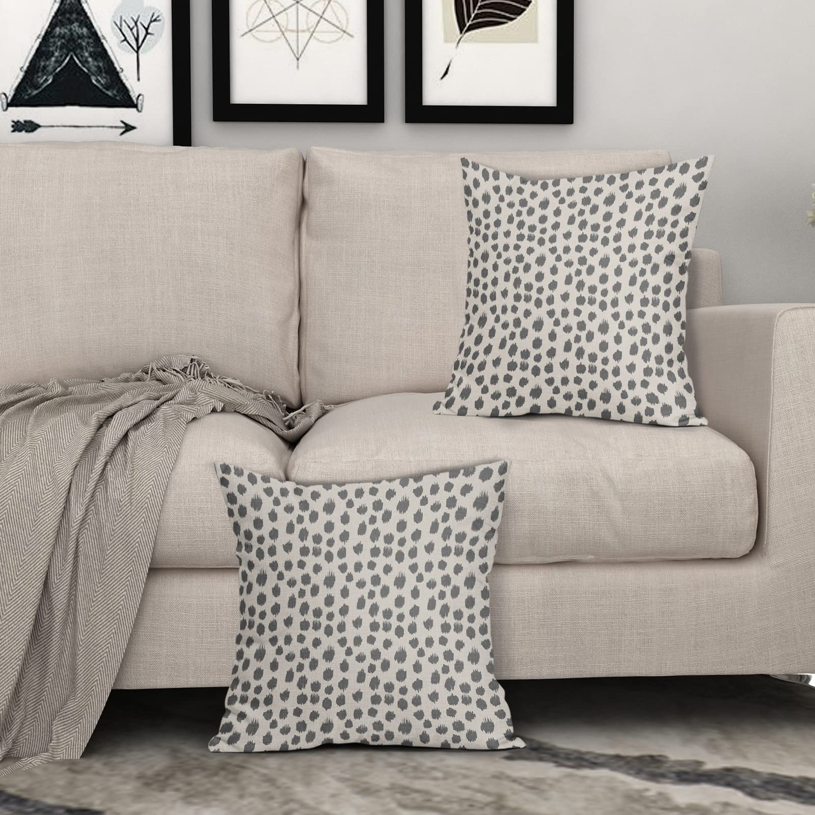 Foto 4 pulgar | Juego De 2 Fundas De Almohada Sweetshow, Color Gris Crema, 60 X 60 Cm, Algodón L - Venta Internacional.