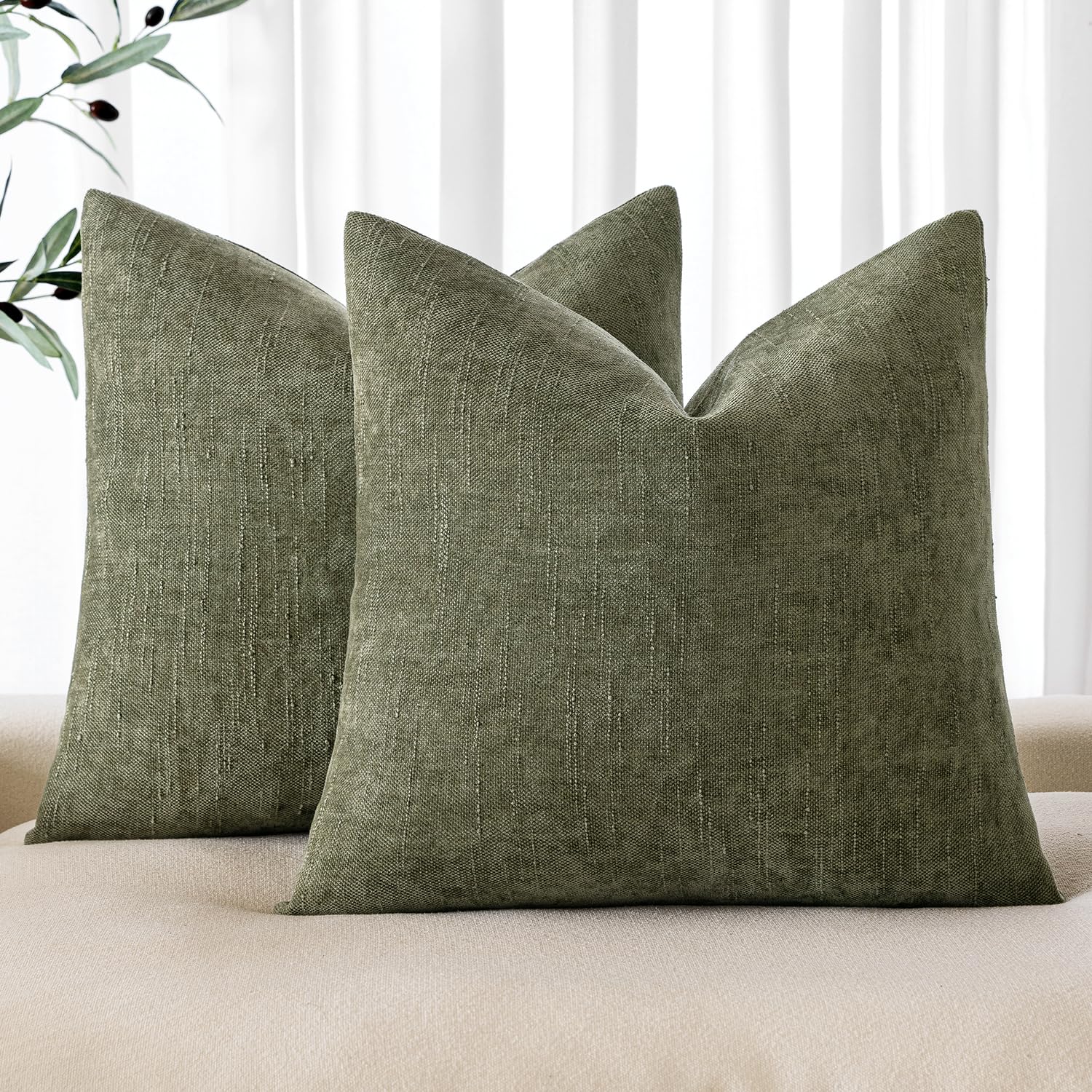 Foto 1 | Fundas De Cojín Decorativas Miulee, Felpilla, 45 X 45 Cm, Color Oliva - Venta Internacional.