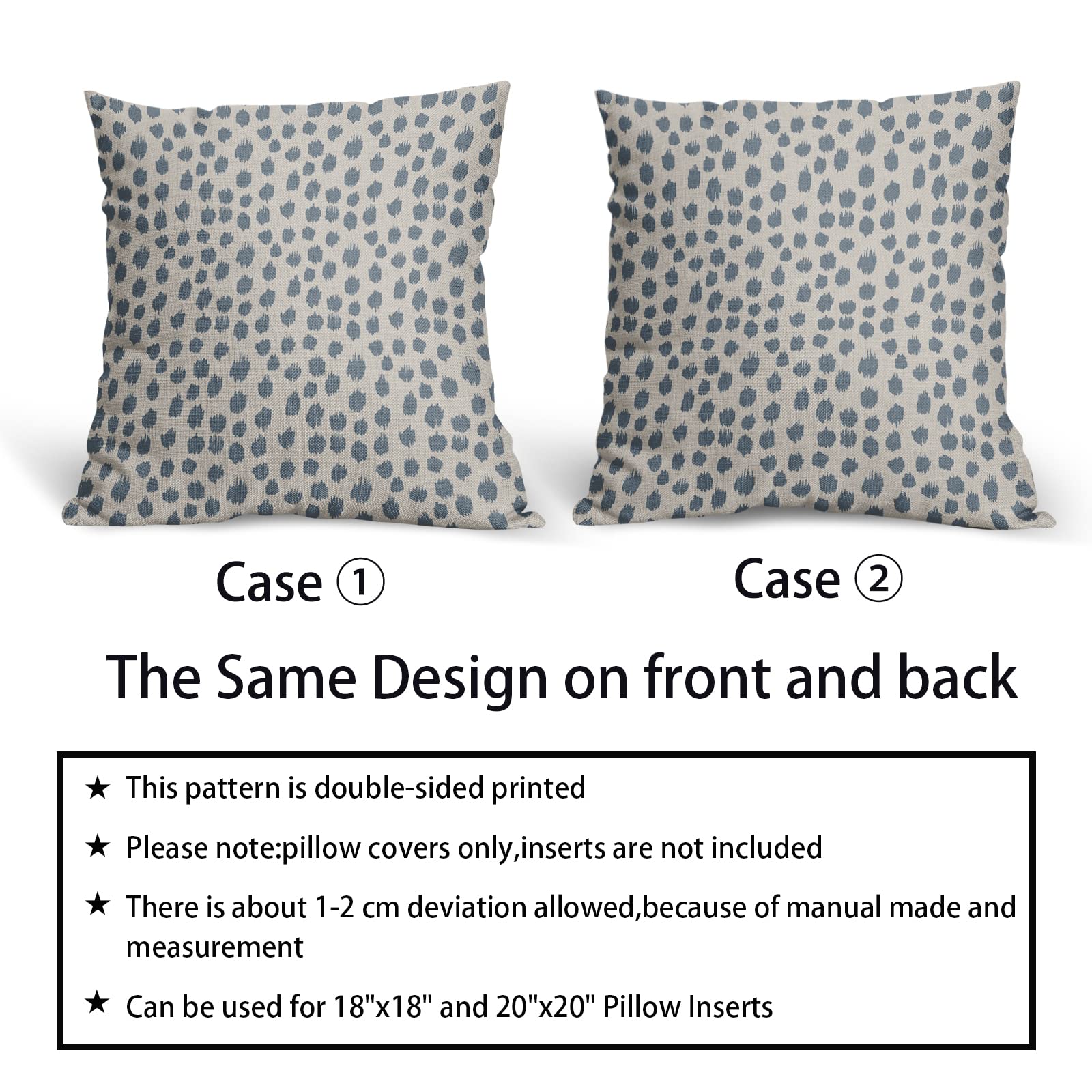 Foto 7 pulgar | Fundas De Almohada Sweetshow Dusty Blue Cream, 60 X 60 Cm, Juego De 2 - Venta Internacional.