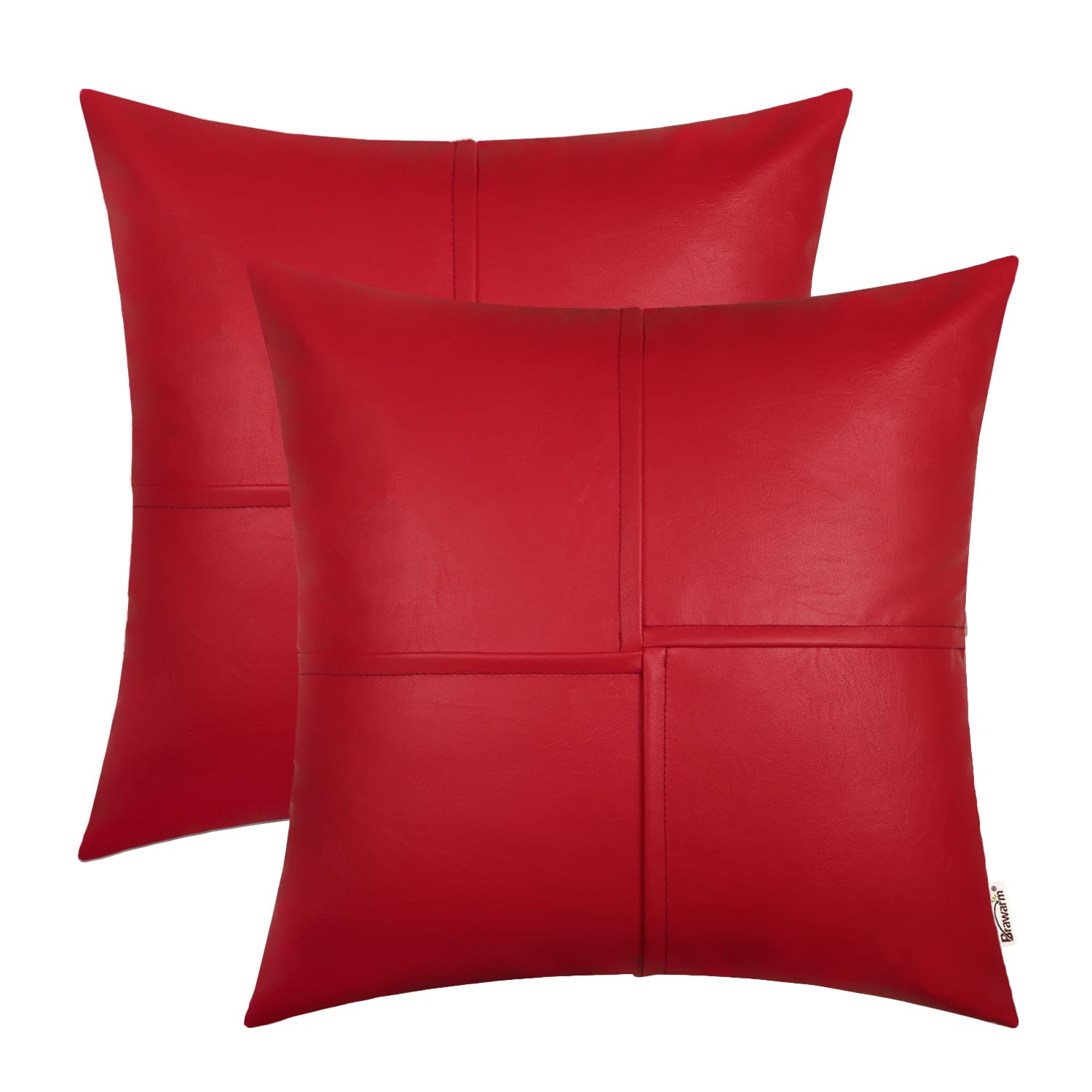 Fundas De Cojín Brawarm De Piel Sintética De 55 Cm, Color Rojo Navideño - Venta Internacional.