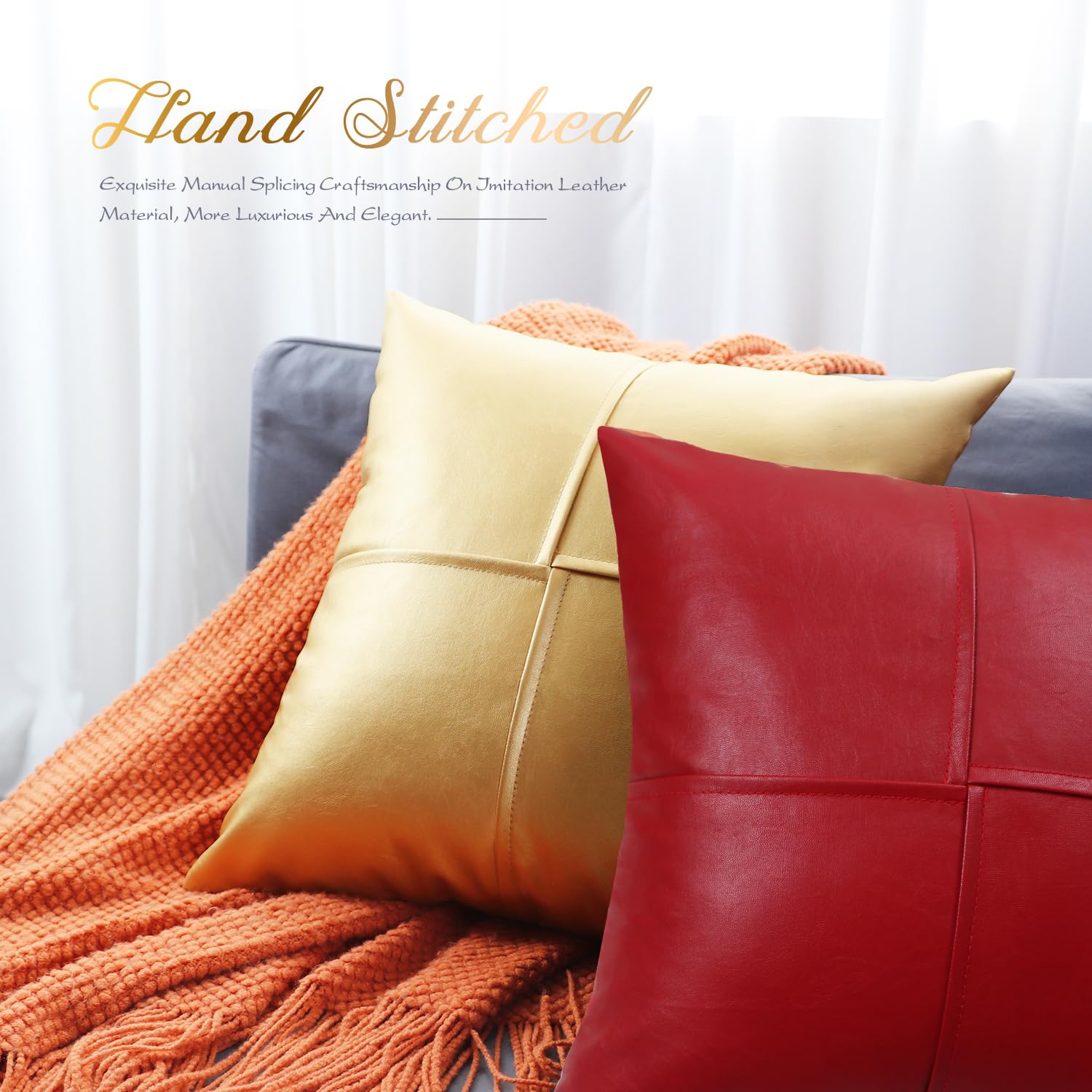 Foto 5 | Fundas De Cojín Brawarm De Piel Sintética De 55 Cm, Color Rojo Navideño - Venta Internacional.
