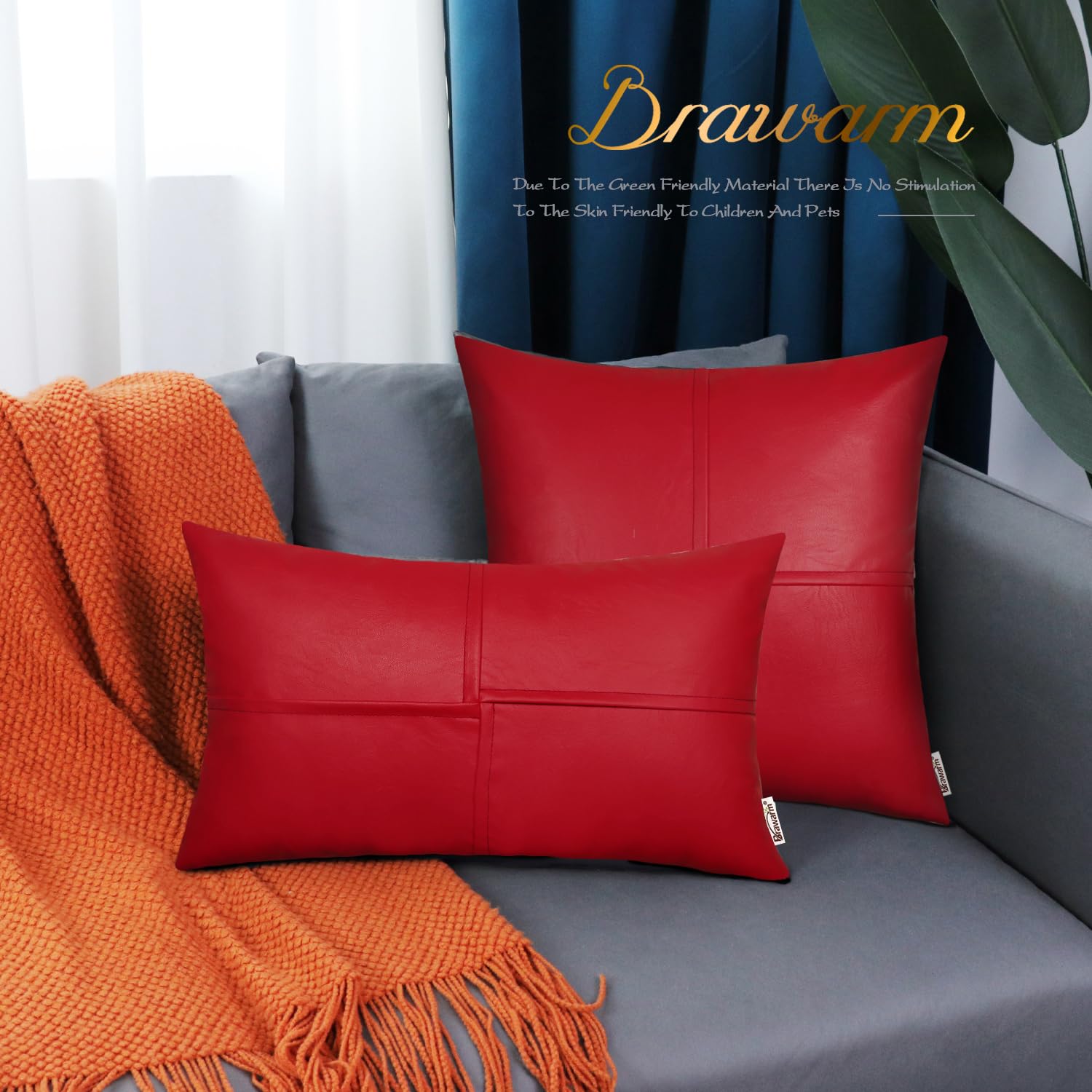 Foto 8 pulgar | Fundas De Cojín Brawarm De Piel Sintética De 55 Cm, Color Rojo Navideño - Venta Internacional.