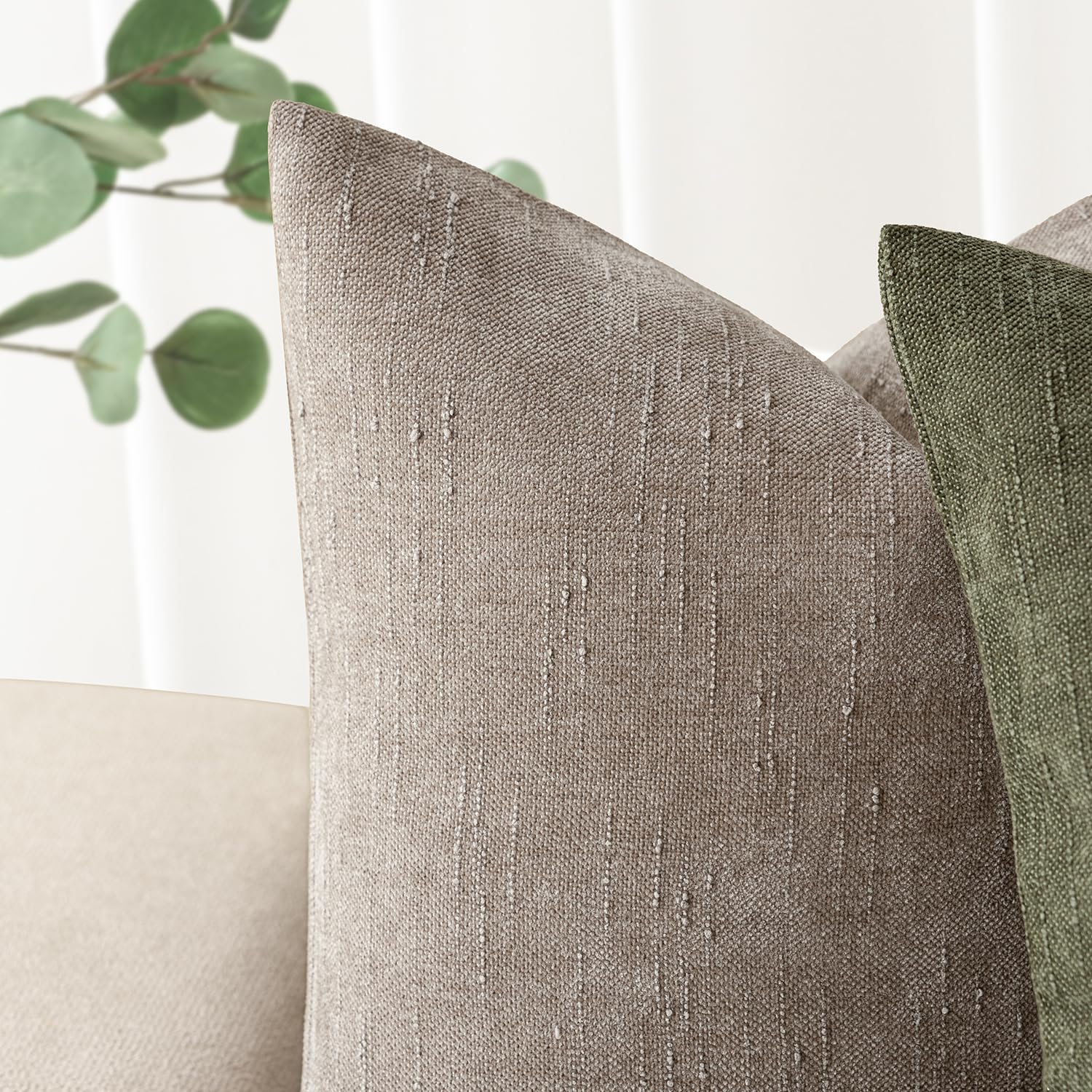 Foto 4 | Fundas De Almohada Foindtower Soft Chenille De 50 X 50 Cm, Color Marrón Claro - Venta Internacional.