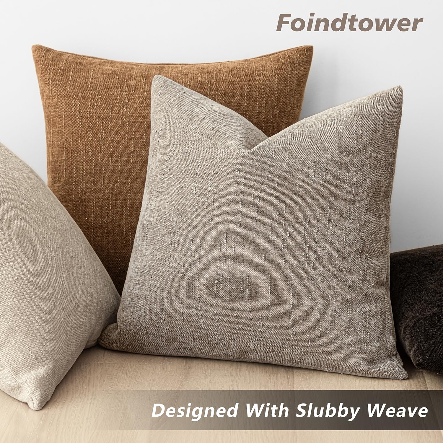 Foto 6 pulgar | Fundas De Almohada Foindtower Soft Chenille De 50 X 50 Cm, Color Marrón Claro - Venta Internacional.