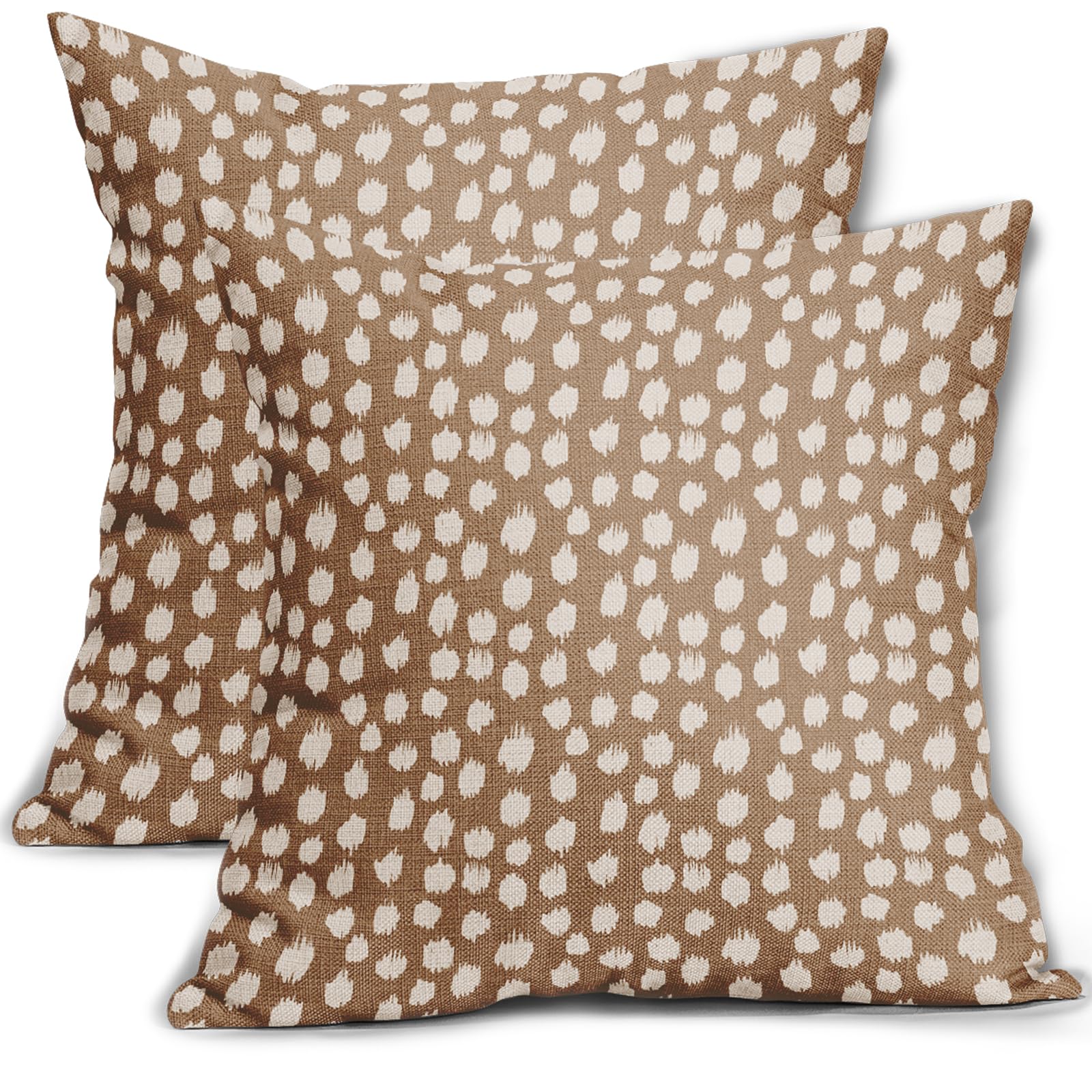 Fundas De Almohada Sweetshow Con Lunares Marrones Y Crema, 60 X 60 Cm, Juego De 2 - Venta Internacional.