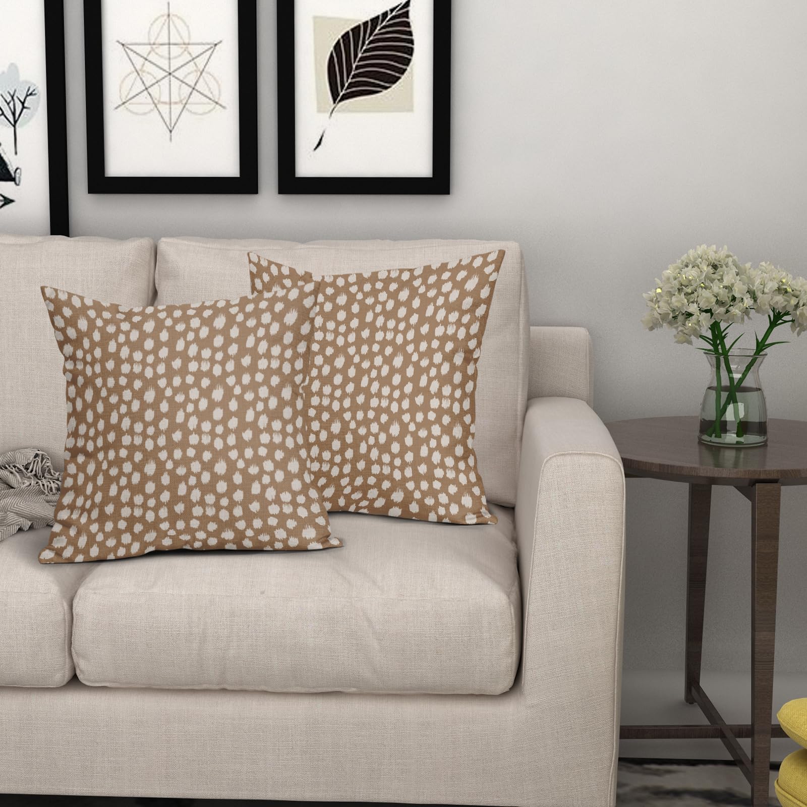 Foto 8 pulgar | Fundas De Almohada Sweetshow Con Lunares Marrones Y Crema, 60 X 60 Cm, Juego De 2 - Venta Internacional.