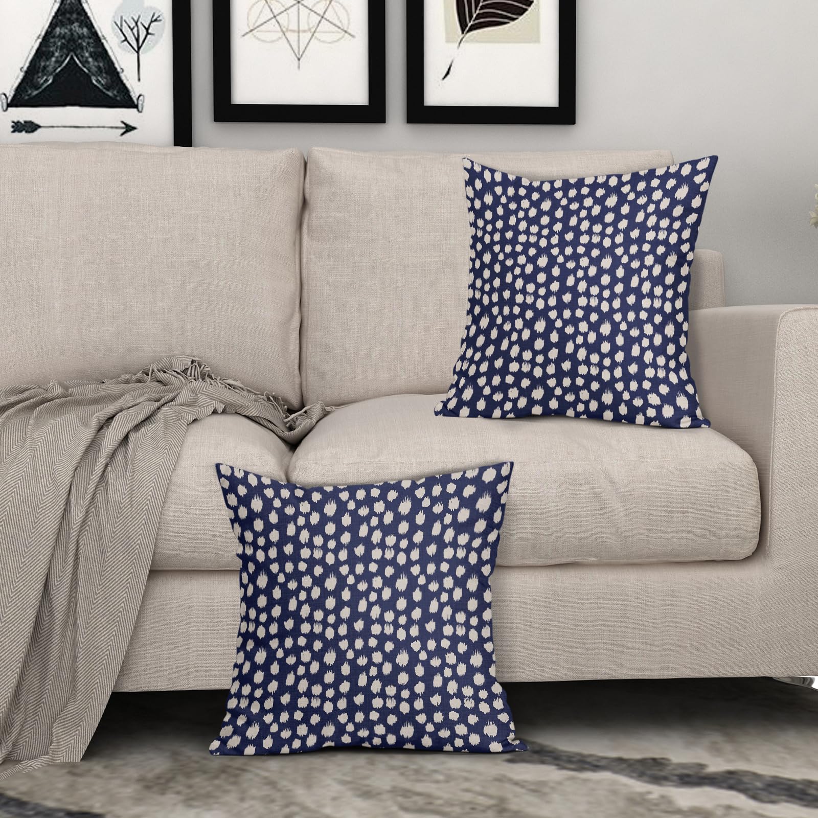 Foto 4 pulgar | Juego De 2 Fundas De Almohada Sweetshow, Color Azul Marino Y Crema, 60 X 60 Cm - Venta Internacional.