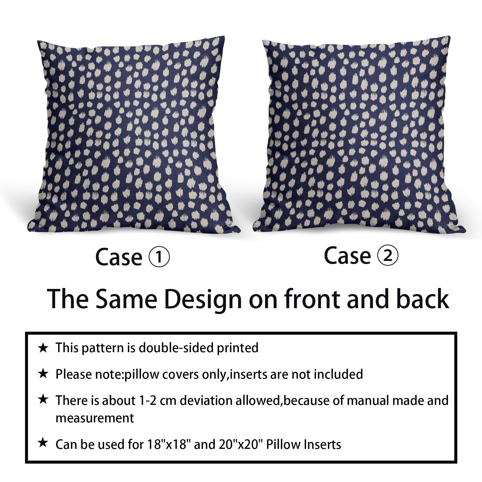 Foto 6 | Juego De 2 Fundas De Almohada Sweetshow, Color Azul Marino Y Crema, 60 X 60 Cm - Venta Internacional.