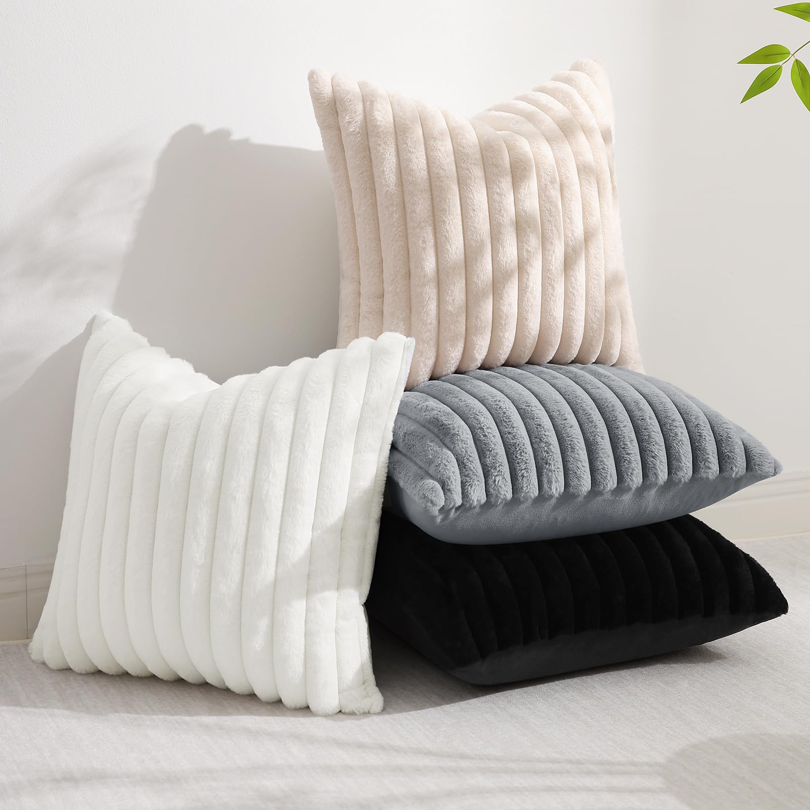 Foto 6 pulgar | Fundas De Cojín Decoruhome De Piel Sintética Primaveral, 66 X 66 Cm, Color Blanco - Venta Internacional.