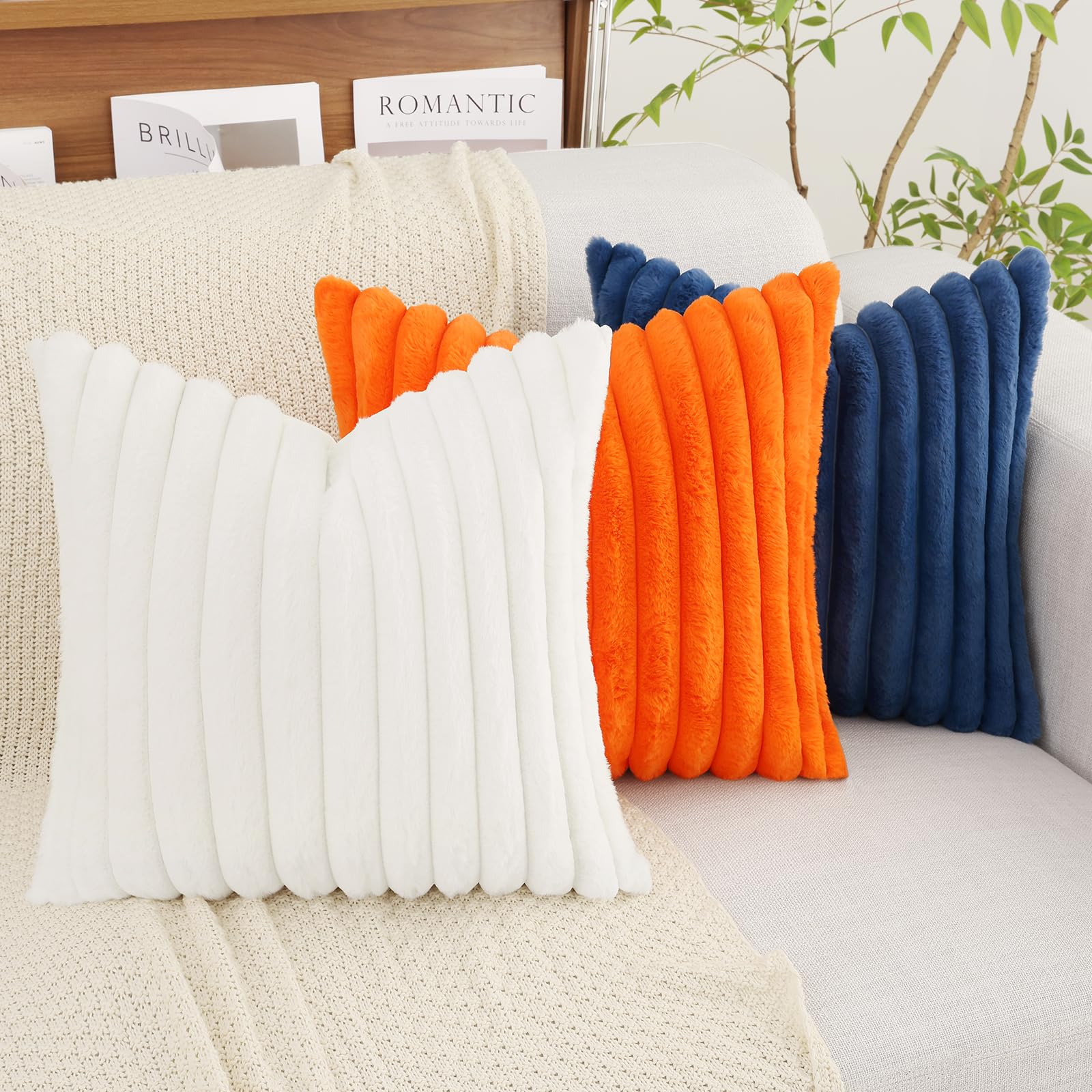 Foto 8 pulgar | Fundas De Cojín Decoruhome De Piel Sintética Primaveral, 66 X 66 Cm, Color Blanco - Venta Internacional.