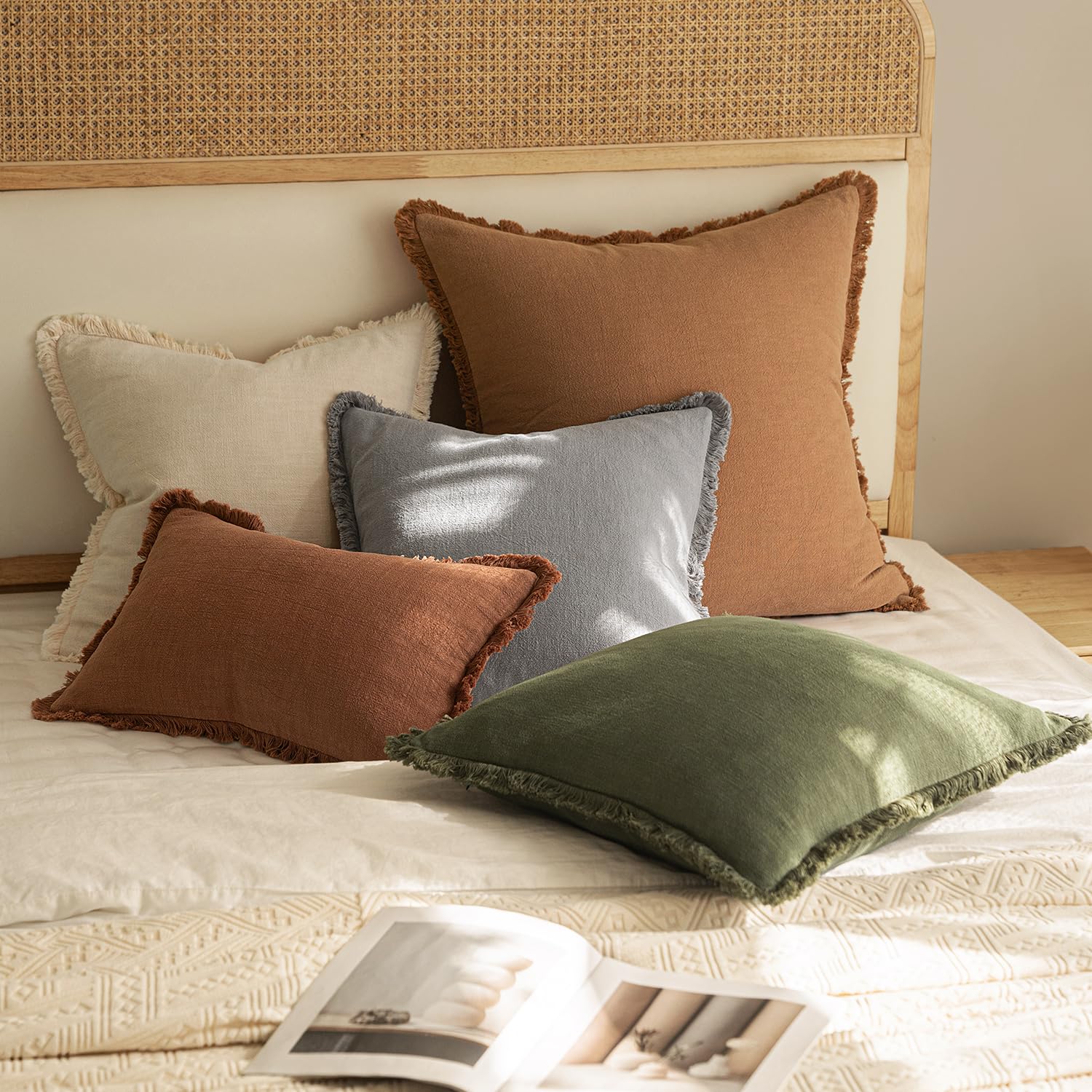 Foto 6 pulgar | Fundas De Almohada Miulee Decorativas De Lino Con Flecos, Color Gris Claro, 30 X 50 Cm - Venta Internacional.