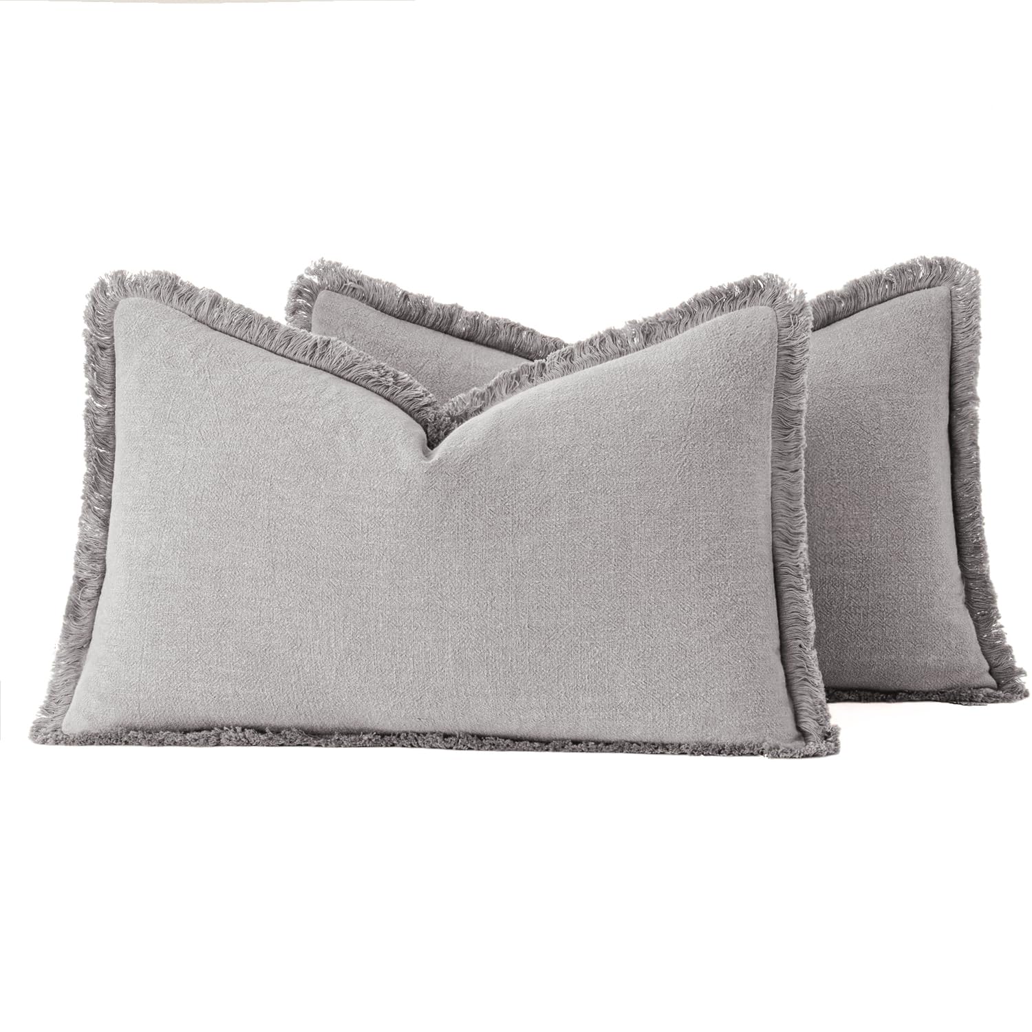 Foto 7 pulgar | Fundas De Almohada Miulee Decorativas De Lino Con Flecos, Color Gris Claro, 30 X 50 Cm - Venta Internacional.