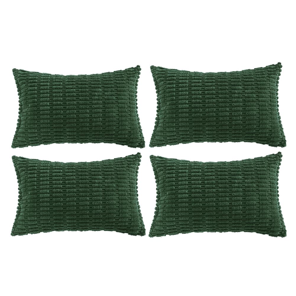 Fundas De Almohada Fancy Homi De Pana Verde Oscuro, 35 X 60 Cm, Juego De 4 - Venta Internacional.
