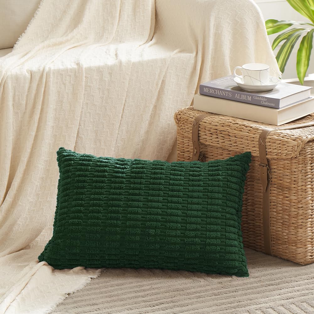 Foto 3 pulgar | Fundas De Almohada Fancy Homi De Pana Verde Oscuro, 35 X 60 Cm, Juego De 4 - Venta Internacional.