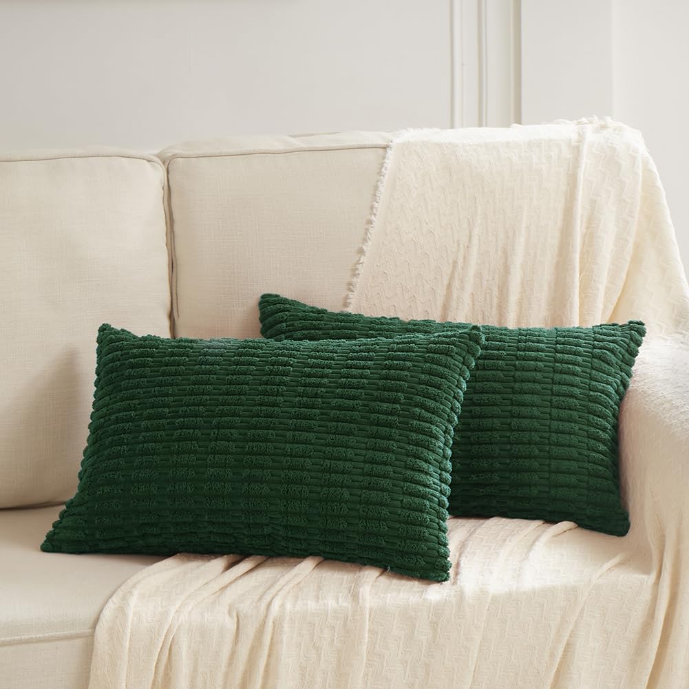 Foto 7 pulgar | Fundas De Almohada Fancy Homi De Pana Verde Oscuro, 35 X 60 Cm, Juego De 4 - Venta Internacional.