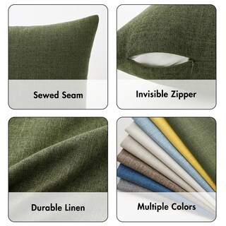 Foto 3 | Fundas De Almohada Miulee Decorativas De Lino, Arpillera, 50 X 50 Cm, Color Oliva Oscuro - Venta Internacional.