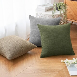 Foto 4 | Fundas De Almohada Miulee Decorativas De Lino, Arpillera, 50 X 50 Cm, Color Oliva Oscuro - Venta Internacional.