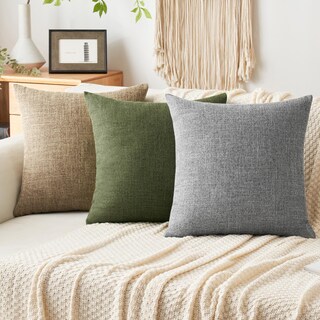 Foto 5 | Fundas De Almohada Miulee Decorativas De Lino, Arpillera, 50 X 50 Cm, Color Oliva Oscuro - Venta Internacional.