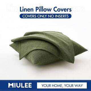 Foto 6 | Fundas De Almohada Miulee Decorativas De Lino, Arpillera, 50 X 50 Cm, Color Oliva Oscuro - Venta Internacional.