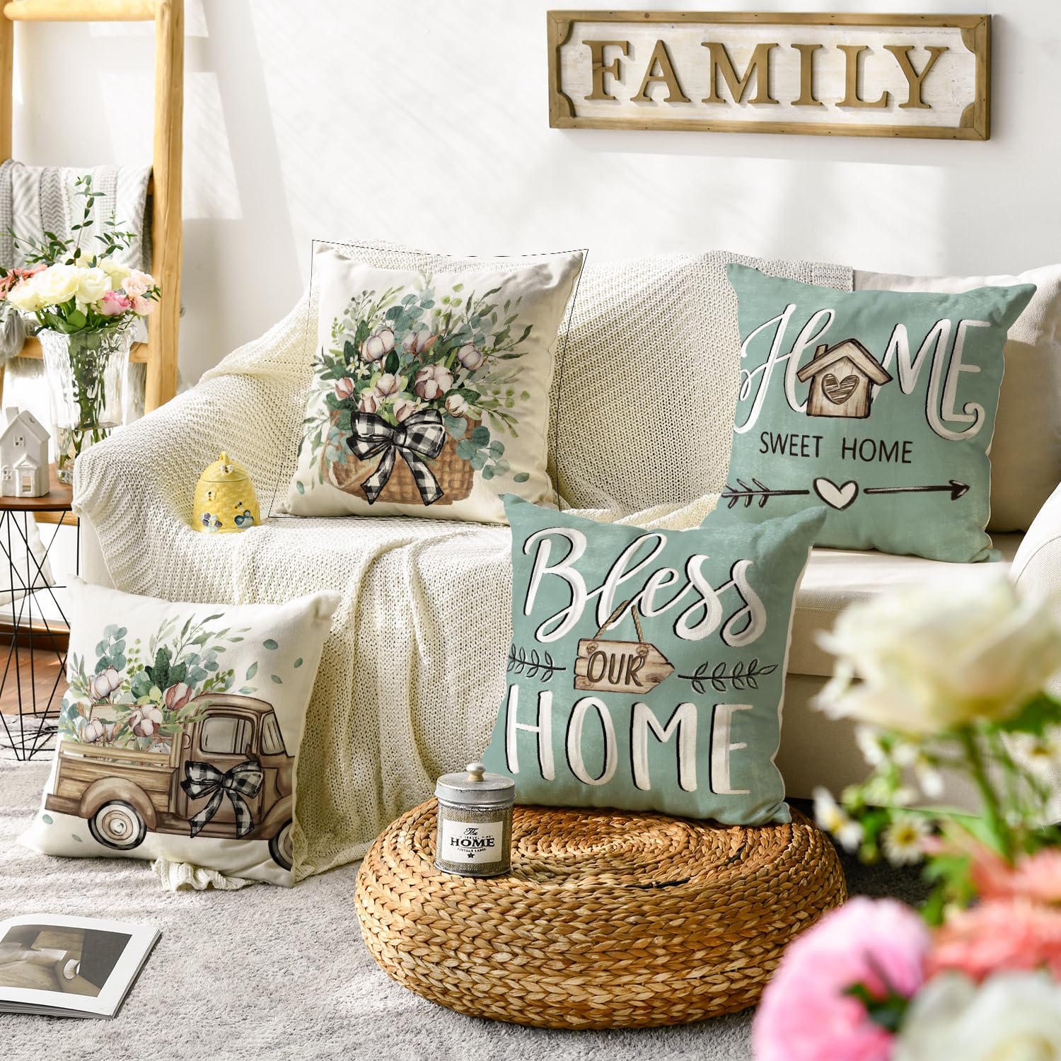 Foto 2 | Fundas De Cojín Avoin Colorlife Bless Our Home Farmhouse - Venta Internacional.