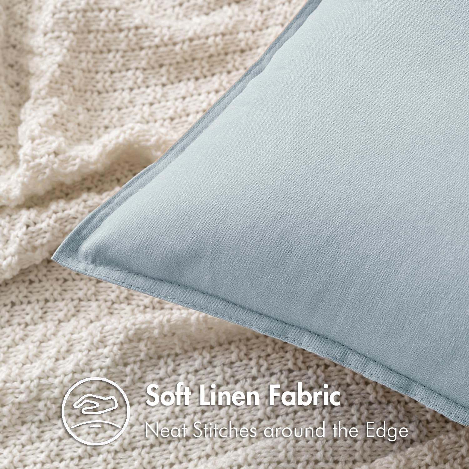 Foto 3 pulgar | Fundas De Almohada Miulee De Lino Azul Claro De 45 X 45 Cm, Paquete De 2 - Venta Internacional.