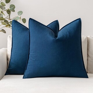 Foto 1 | Fundas De Almohada Miulee De Lino Azul Marino De 55 X 55 Cm, Paquete De 2 - Venta Internacional.