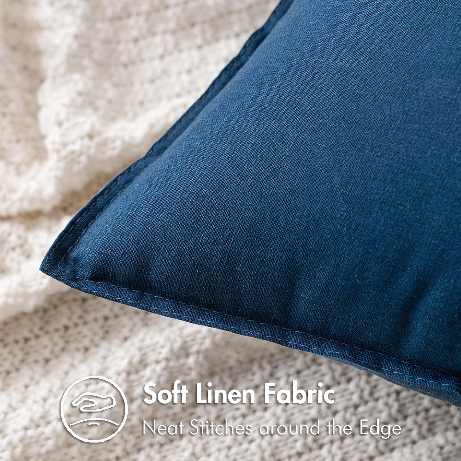 Foto 3 pulgar | Fundas De Almohada Miulee De Lino Azul Marino De 55 X 55 Cm, Paquete De 2 - Venta Internacional.