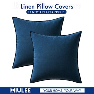 Foto 6 | Fundas De Almohada Miulee De Lino Azul Marino De 55 X 55 Cm, Paquete De 2 - Venta Internacional.