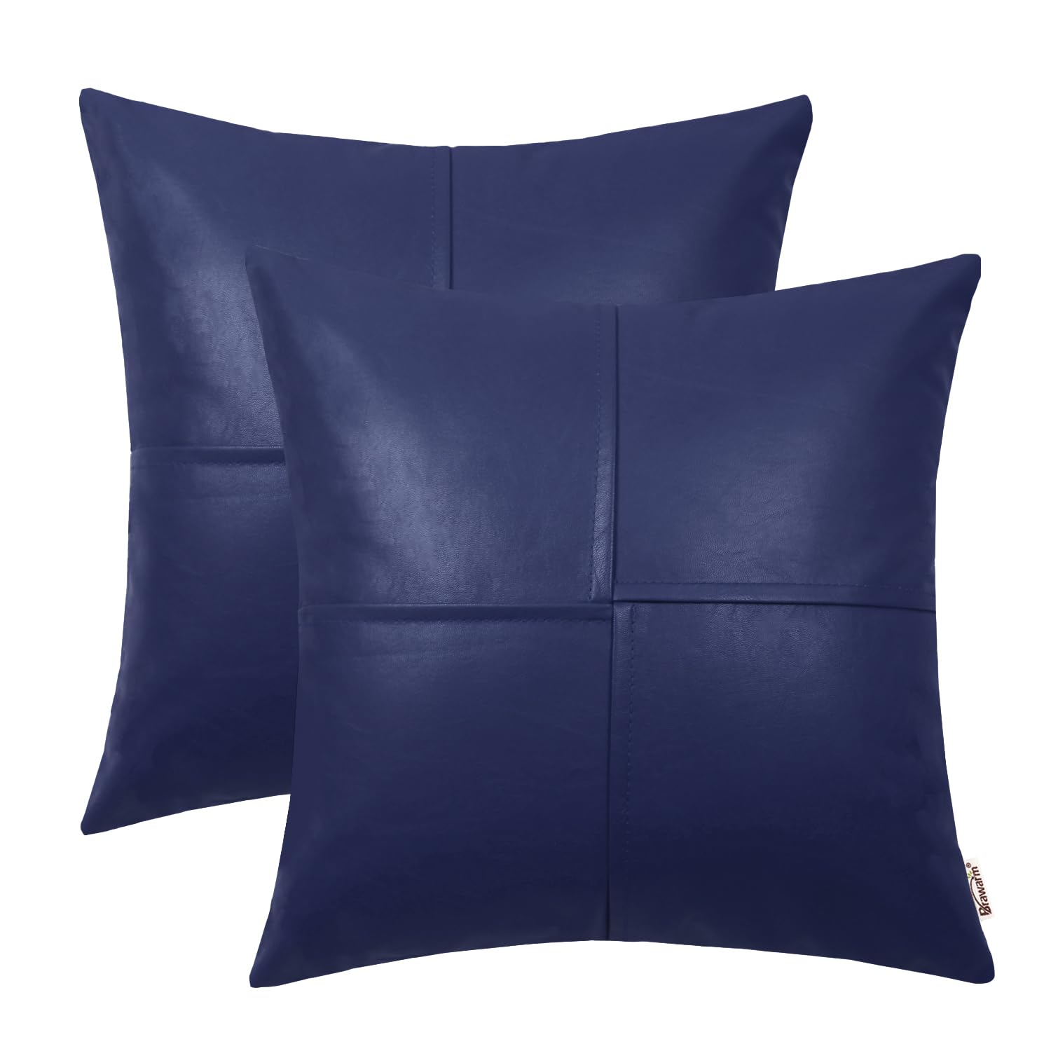Fundas De Cojín Brawarm De Piel Sintética De 55 Cm, Azul Marino, X2 - Venta Internacional.