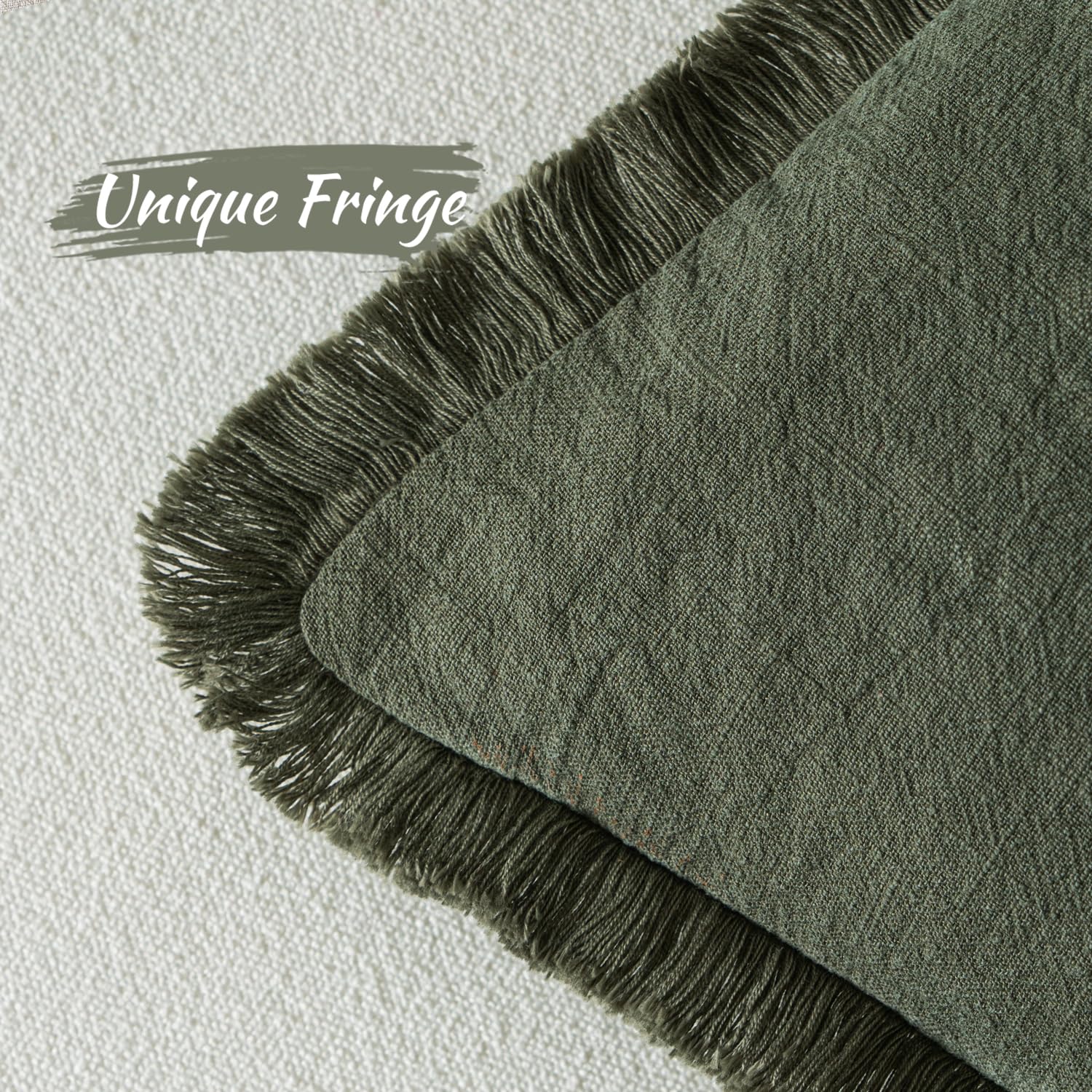 Foto 4 pulgar | Juego De Fundas De Cojín Miulee Con Flecos De Lino, 2 Unidades, 50 X 50 Cm, Color Verde - Venta Internacional.