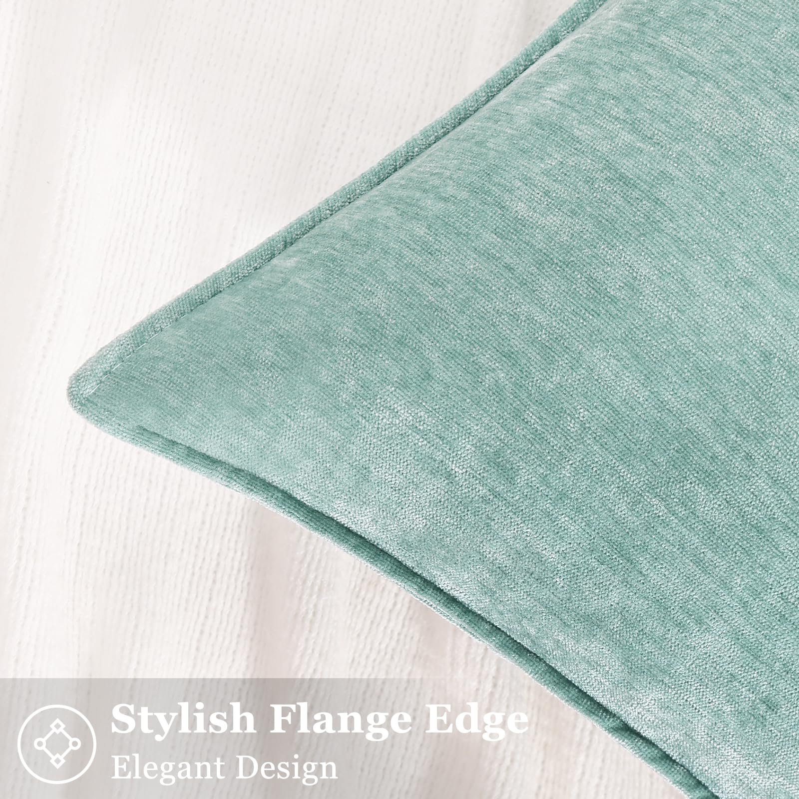 Foto 4 pulgar | Juego De 2 Fundas De Almohada Decoruhome Spring Chenille, 60 X 60 Cm, Color Aqua Haze - Venta Internacional.