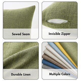 Foto 3 | Fundas De Almohada Miulee Decorativas De Lino, Arpillera, 50 X 50 Cm, Color Oliva Claro - Venta Internacional.