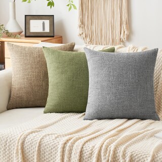 Foto 5 | Fundas De Almohada Miulee Decorativas De Lino, Arpillera, 50 X 50 Cm, Color Oliva Claro - Venta Internacional.