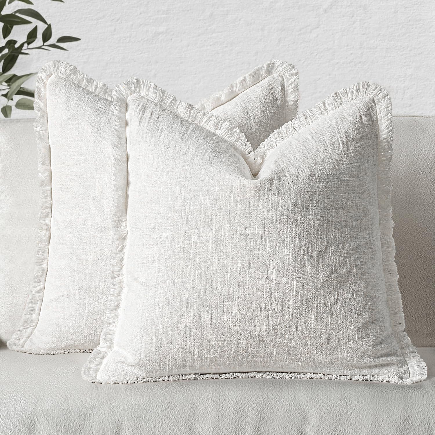 Foto 2 pulgar | Fundas De Almohada Miulee De Lino Con Flecos, Color Blanco, 50 X 50 Cm, Juego De 2 - Venta Internacional.