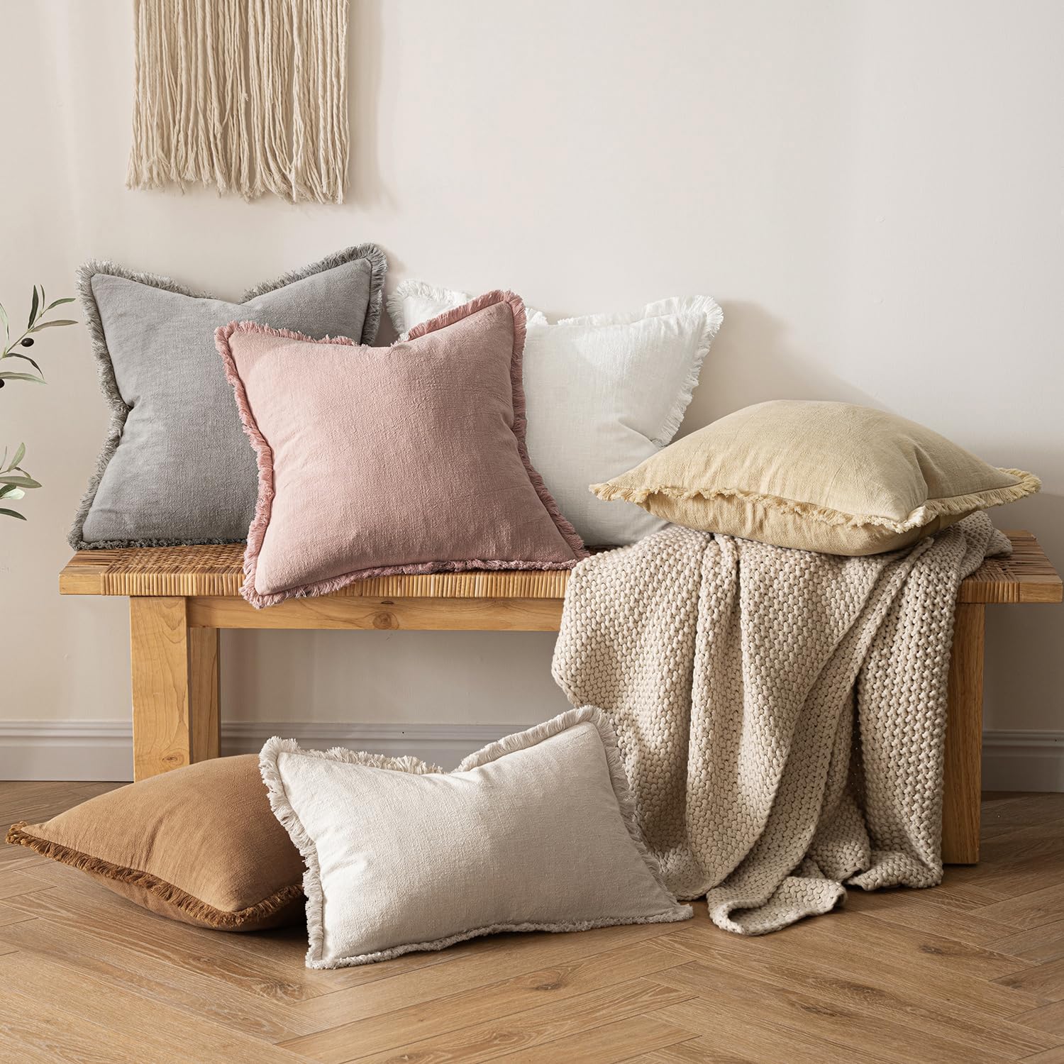 Foto 6 pulgar | Fundas De Almohada Miulee De Lino Con Flecos, Color Blanco, 50 X 50 Cm, Juego De 2 - Venta Internacional.