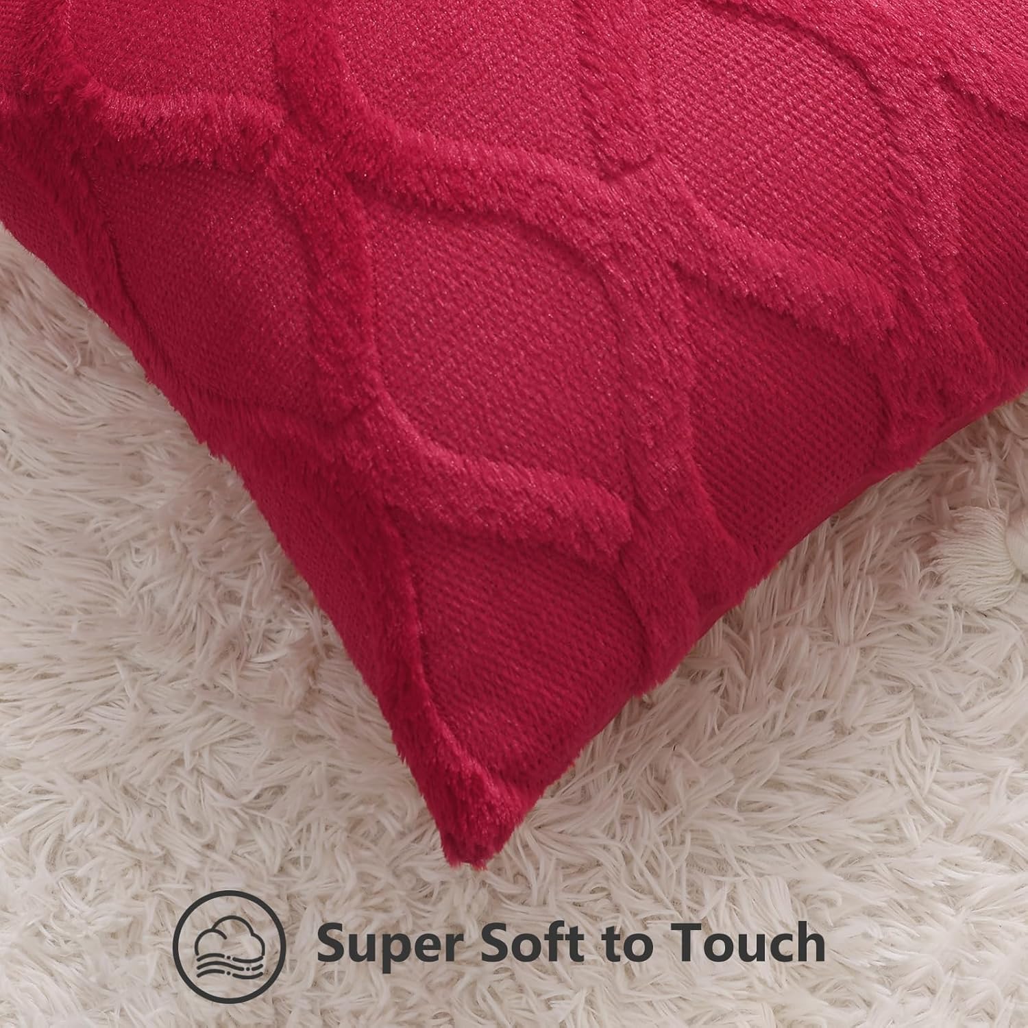 Foto 3 pulgar | Fundas De Cojín Decoruhome, Piel Sintética De Felpa Suave, Color Rojo, 66 X 66 Cm - Venta Internacional.