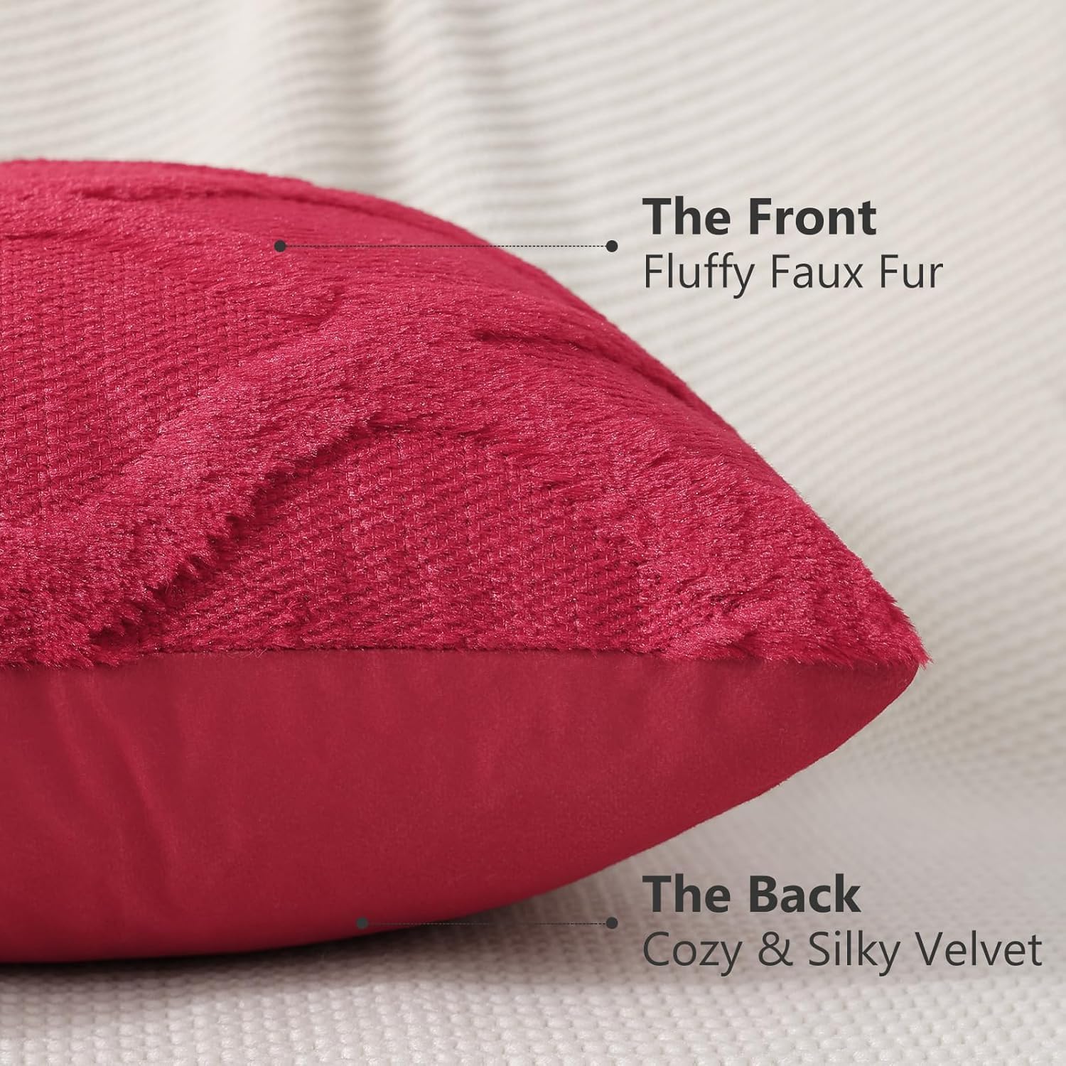 Foto 4 pulgar | Fundas De Cojín Decoruhome, Piel Sintética De Felpa Suave, Color Rojo, 66 X 66 Cm - Venta Internacional.