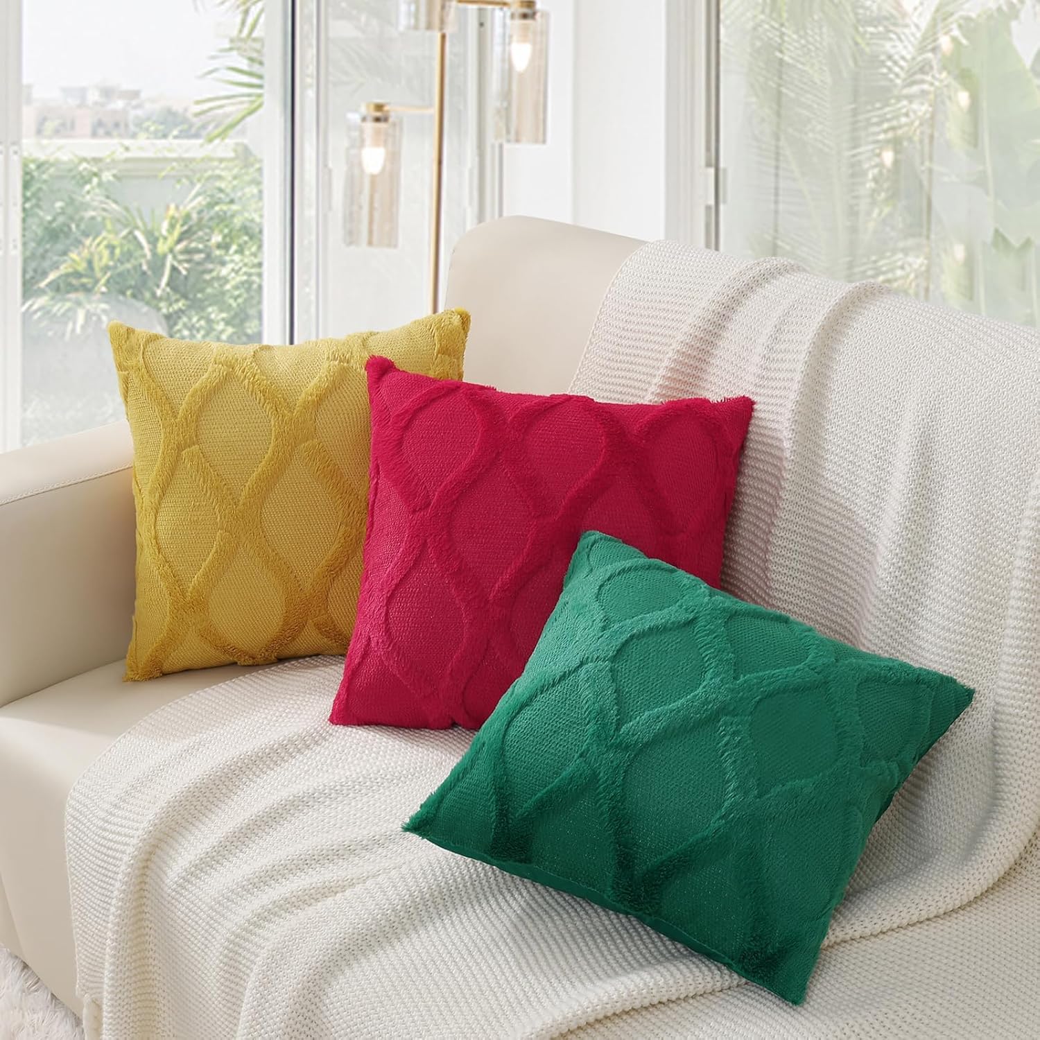 Foto 6 pulgar | Fundas De Cojín Decoruhome, Piel Sintética De Felpa Suave, Color Rojo, 66 X 66 Cm - Venta Internacional.