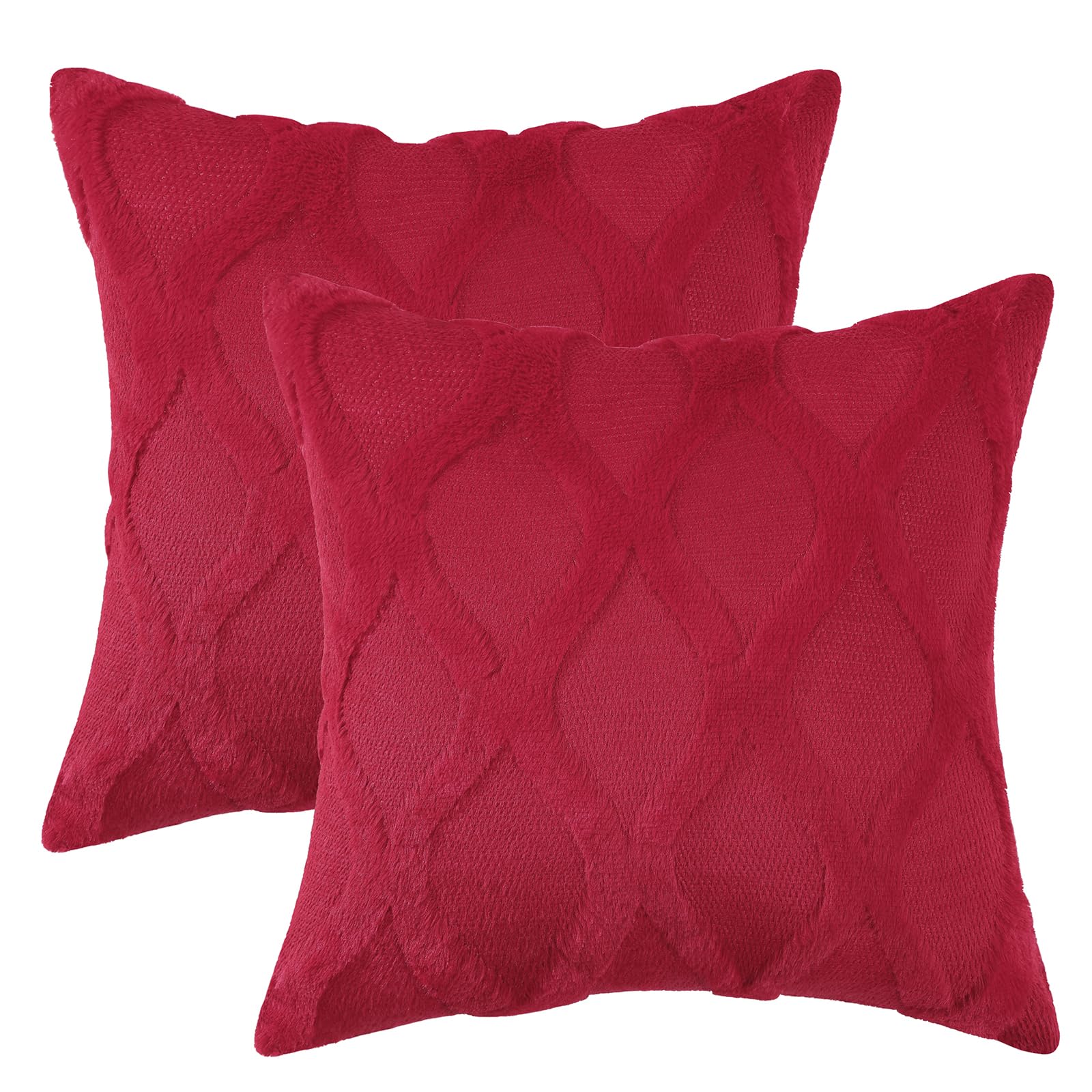 Foto 8 pulgar | Fundas De Cojín Decoruhome, Piel Sintética De Felpa Suave, Color Rojo, 66 X 66 Cm - Venta Internacional.