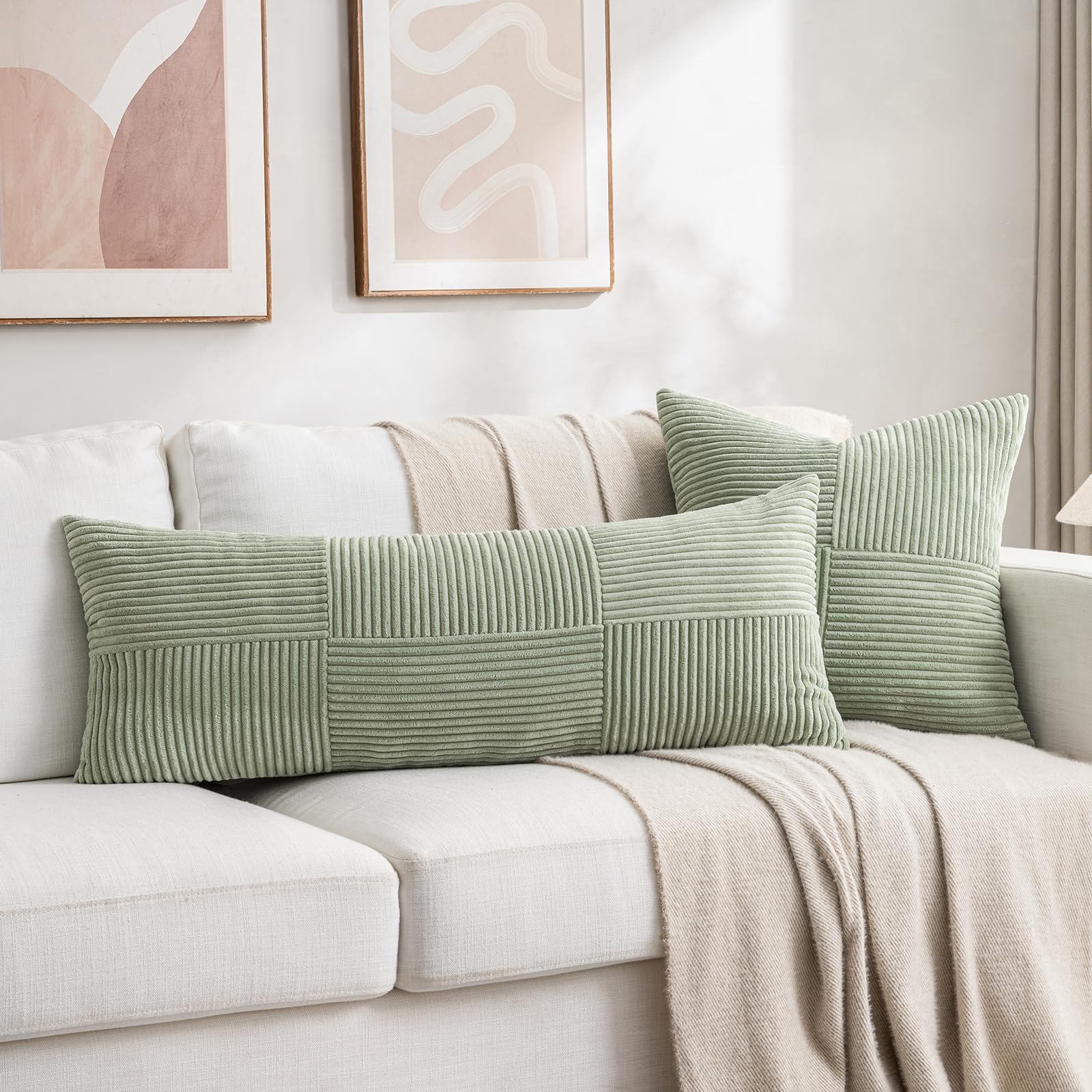 Foto 7 pulgar | Funda De Cojín Fancy Homi De Pana Verde Salvia, 36 X 90 Cm - Venta Internacional.